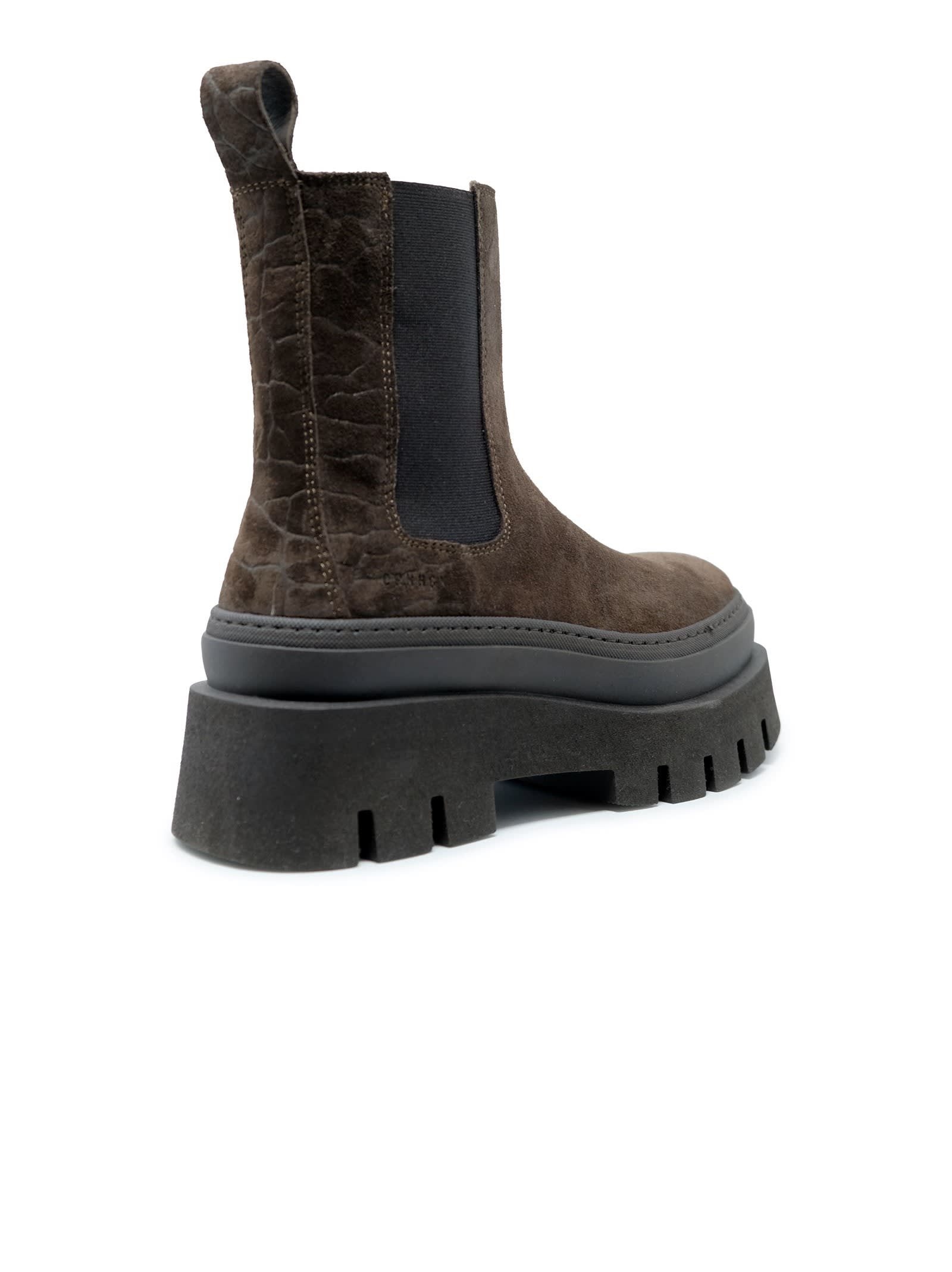 Copenhagen Croco Suede Chocolate Chelsea Boots In Brown