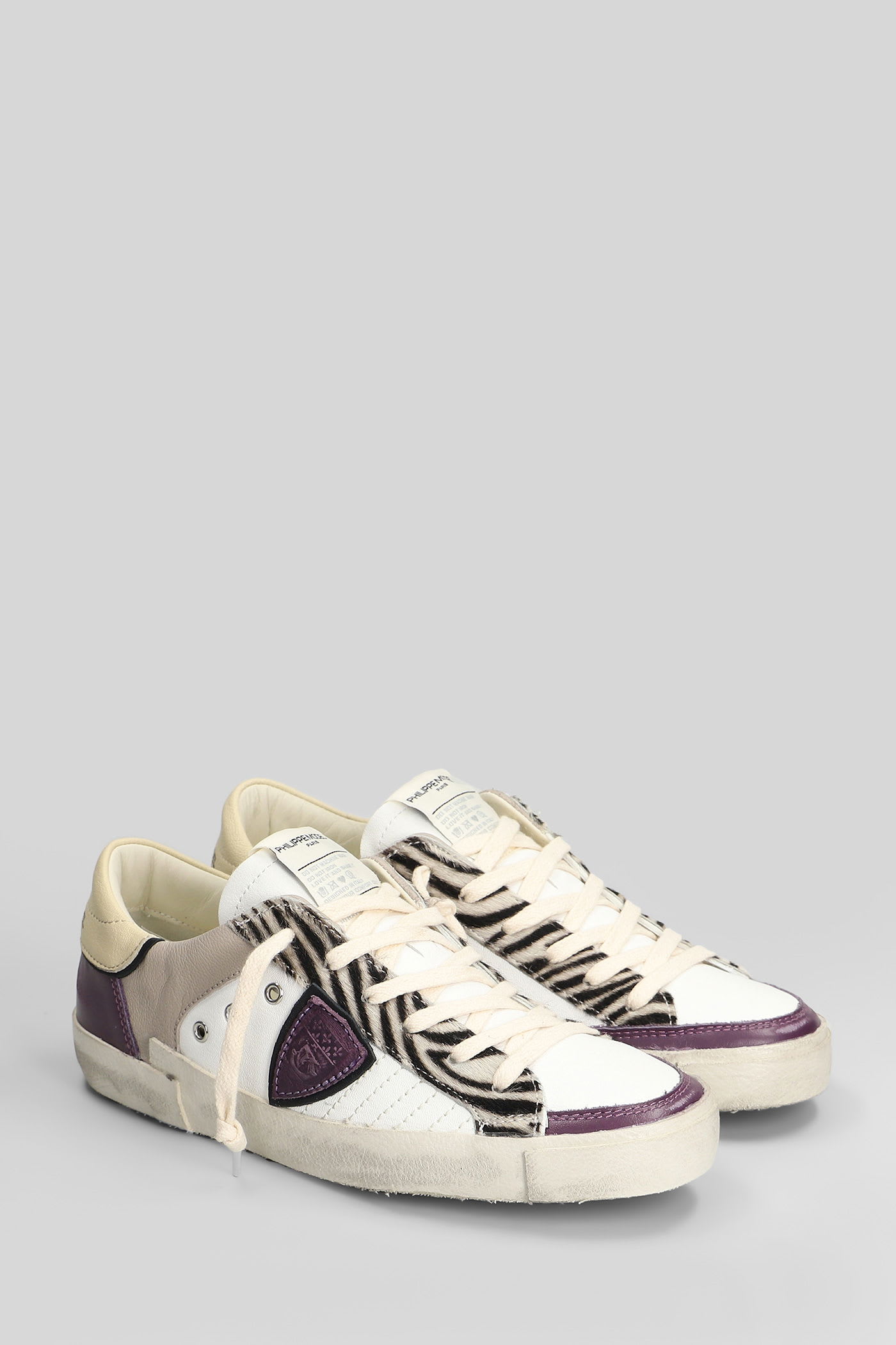 Philippe Model Prsx Low Sneakers In White Leather In White