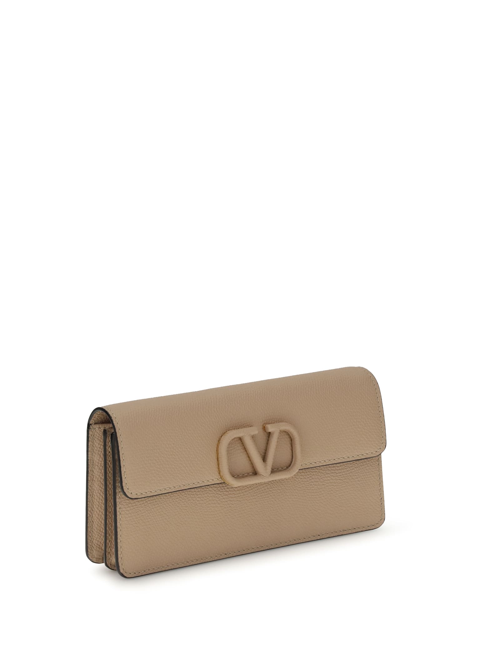 Valentino Vlogo Signature Foldover Top Wallet In Brown