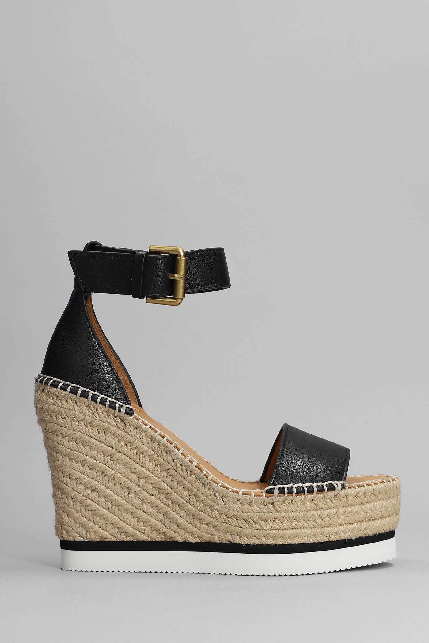 SEE BY CHLOÉ GLYN WEDGES IN BLACK LEATHER
