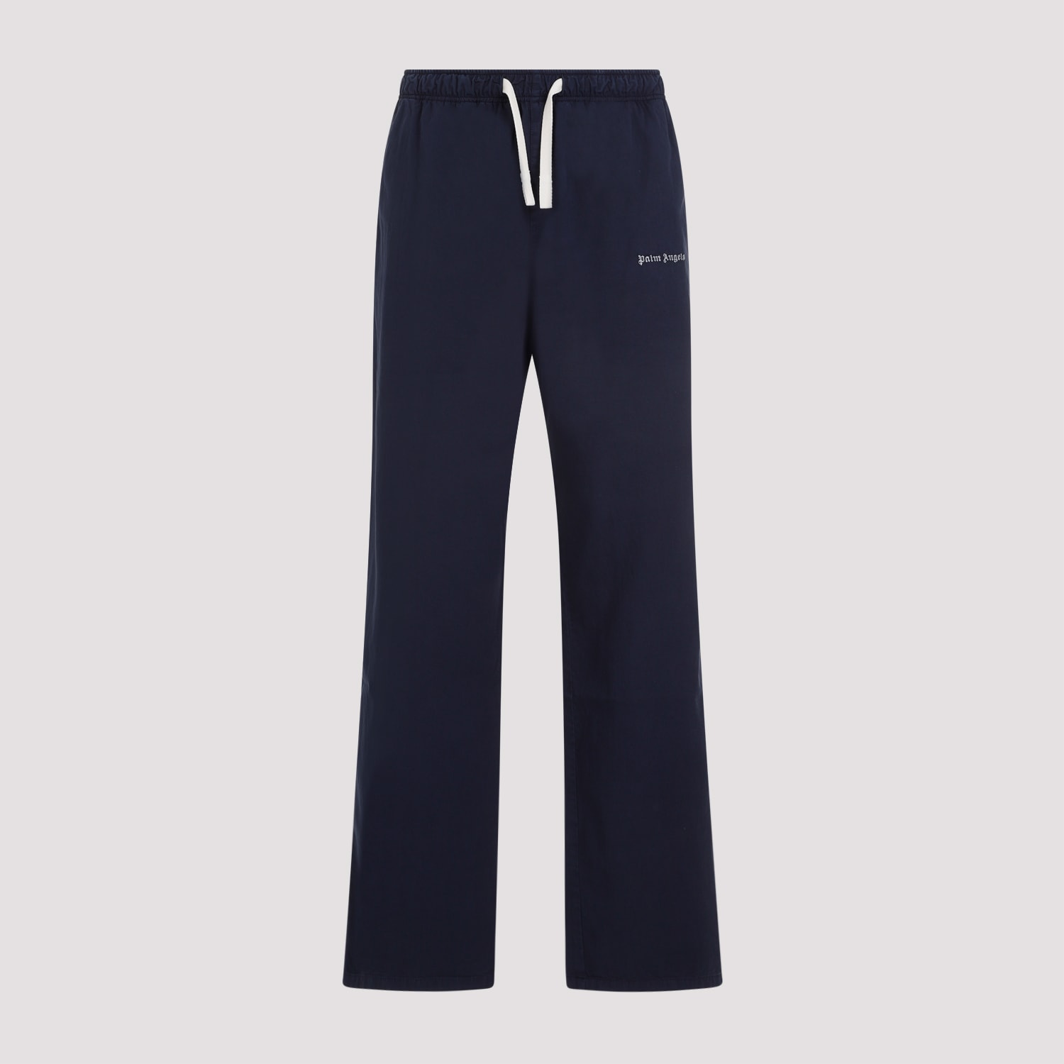 Shop Palm Angels Classic Logo Travel Pants In Navy Blue Off