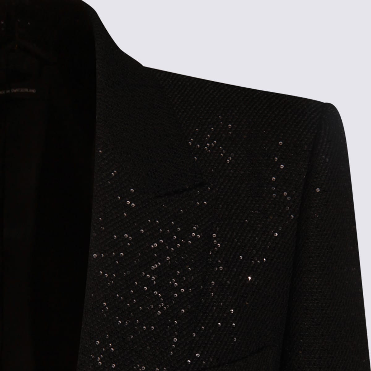 Tom Ford Sequined Wool Blend Crepe Single Breasted Jacket Clothing In Black