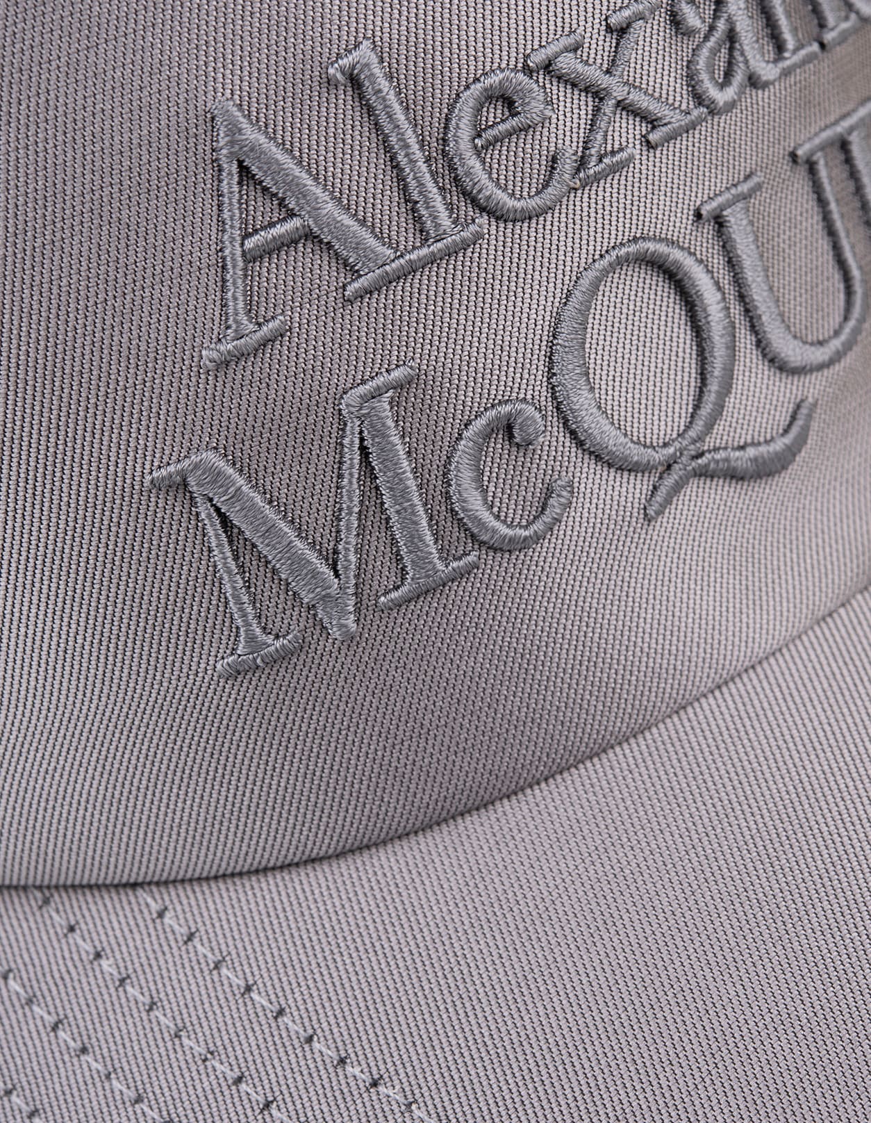 Shop Alexander Mcqueen Grey Silk Blend Baseball Cap With Front Logo