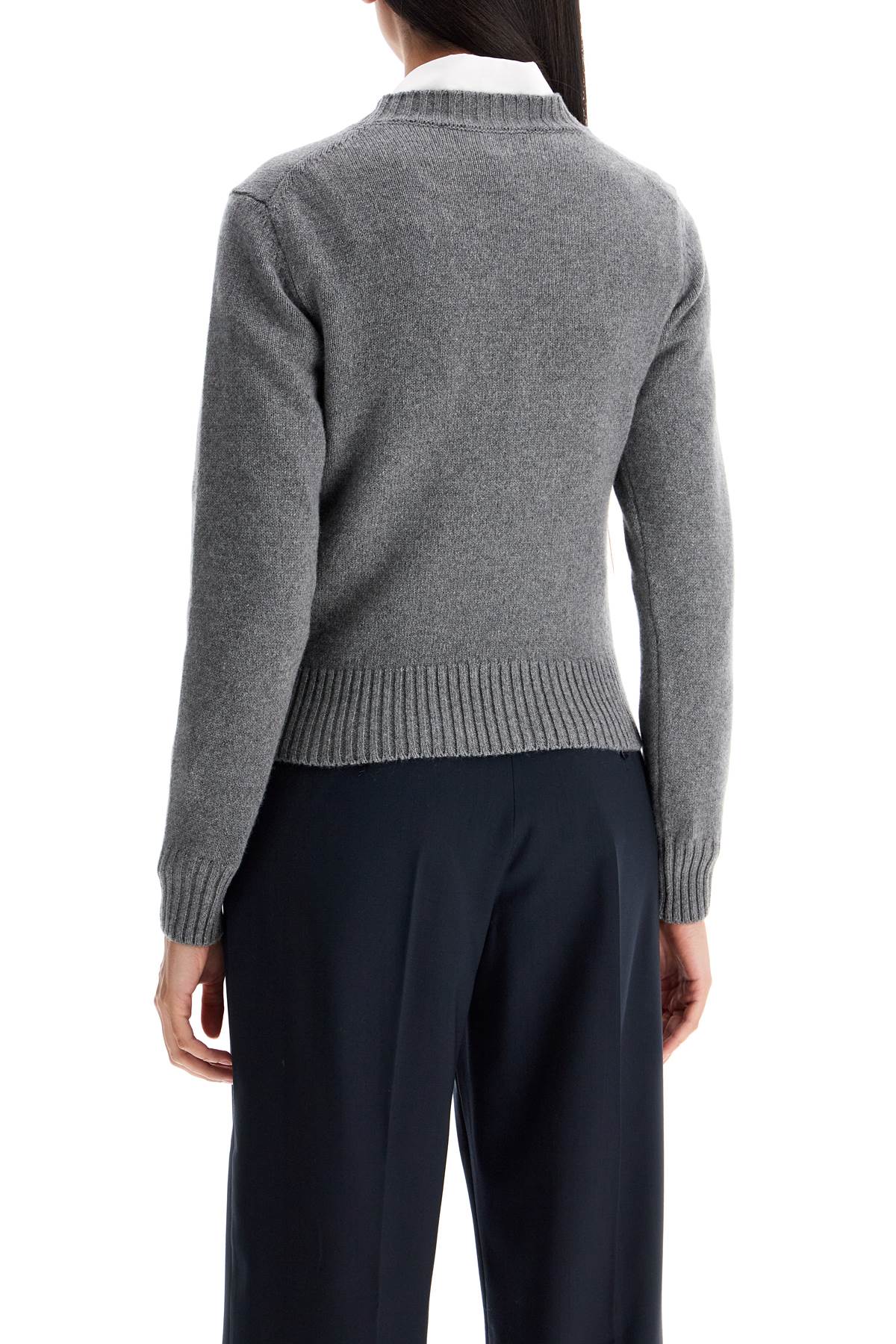 Shop Ami Alexandre Mattiussi Cashmere And Wool Pullover In Gris Clair (grey)