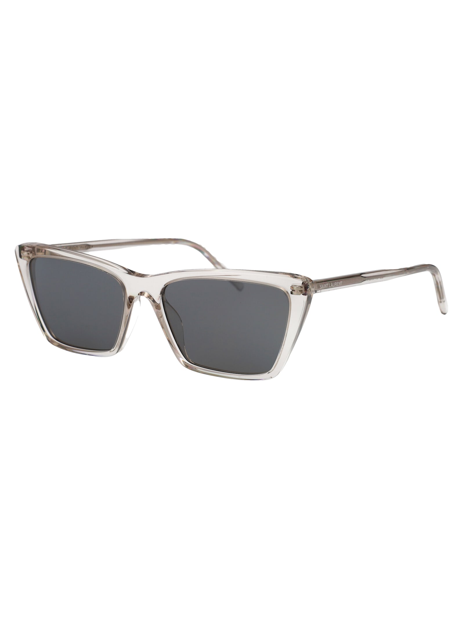 Saint Laurent Sl 737 Mica Thin Sunglasses In Beige-beige-silver