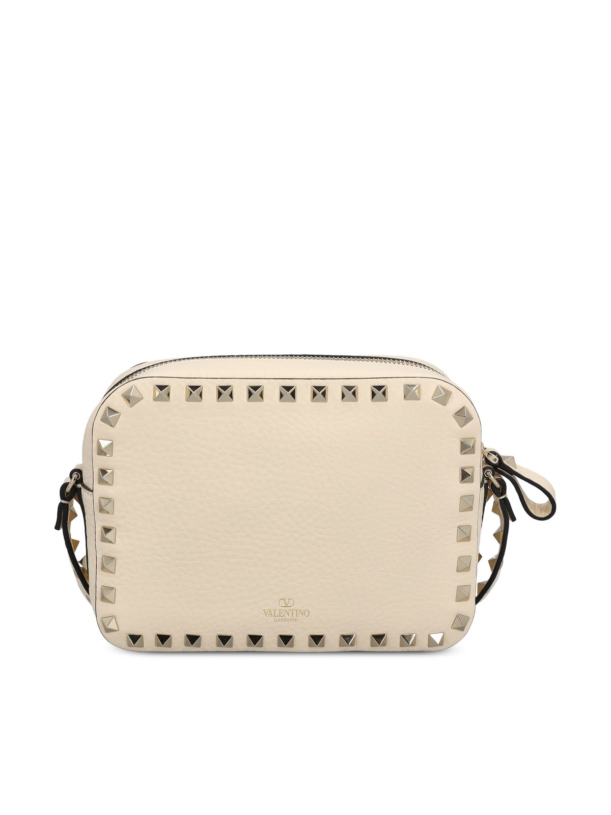 Shop Valentino Garavani Rockstud Zip-up Crossbody Bag In Bianco