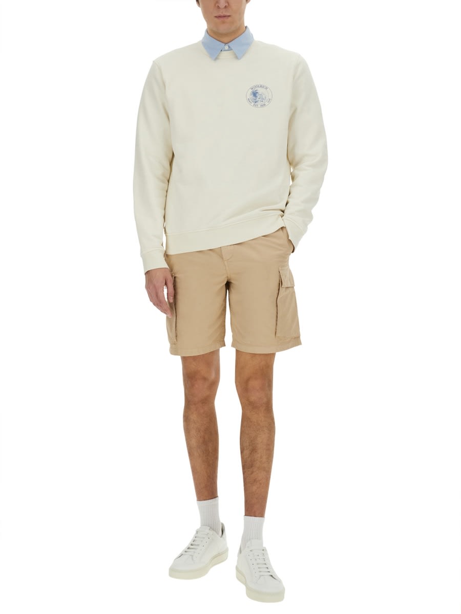 Woolrich Logo Crew Neck Sweater In Ivory