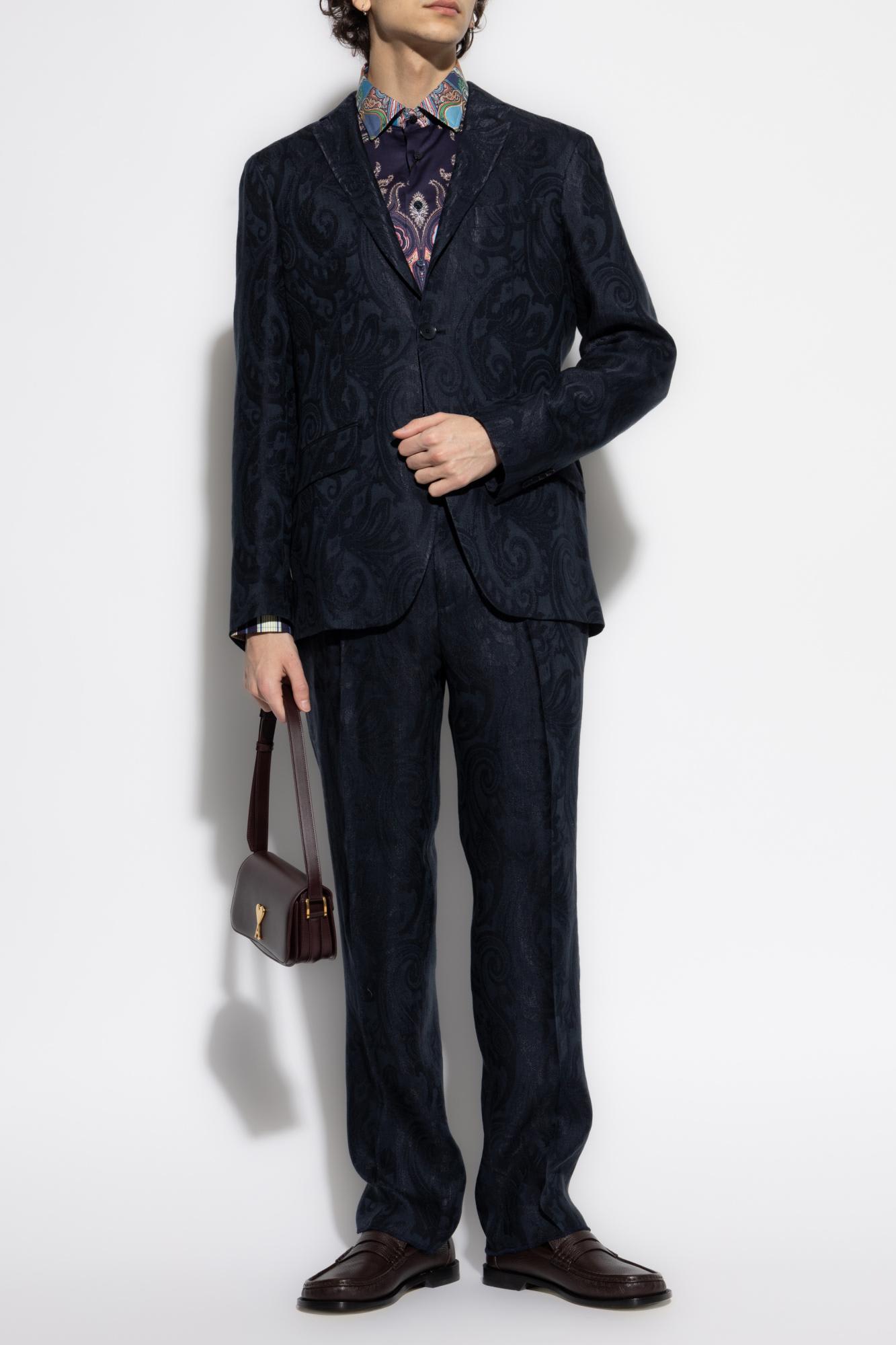 Etro Paisley Jacquard Single-breasted Blazer In Blue
