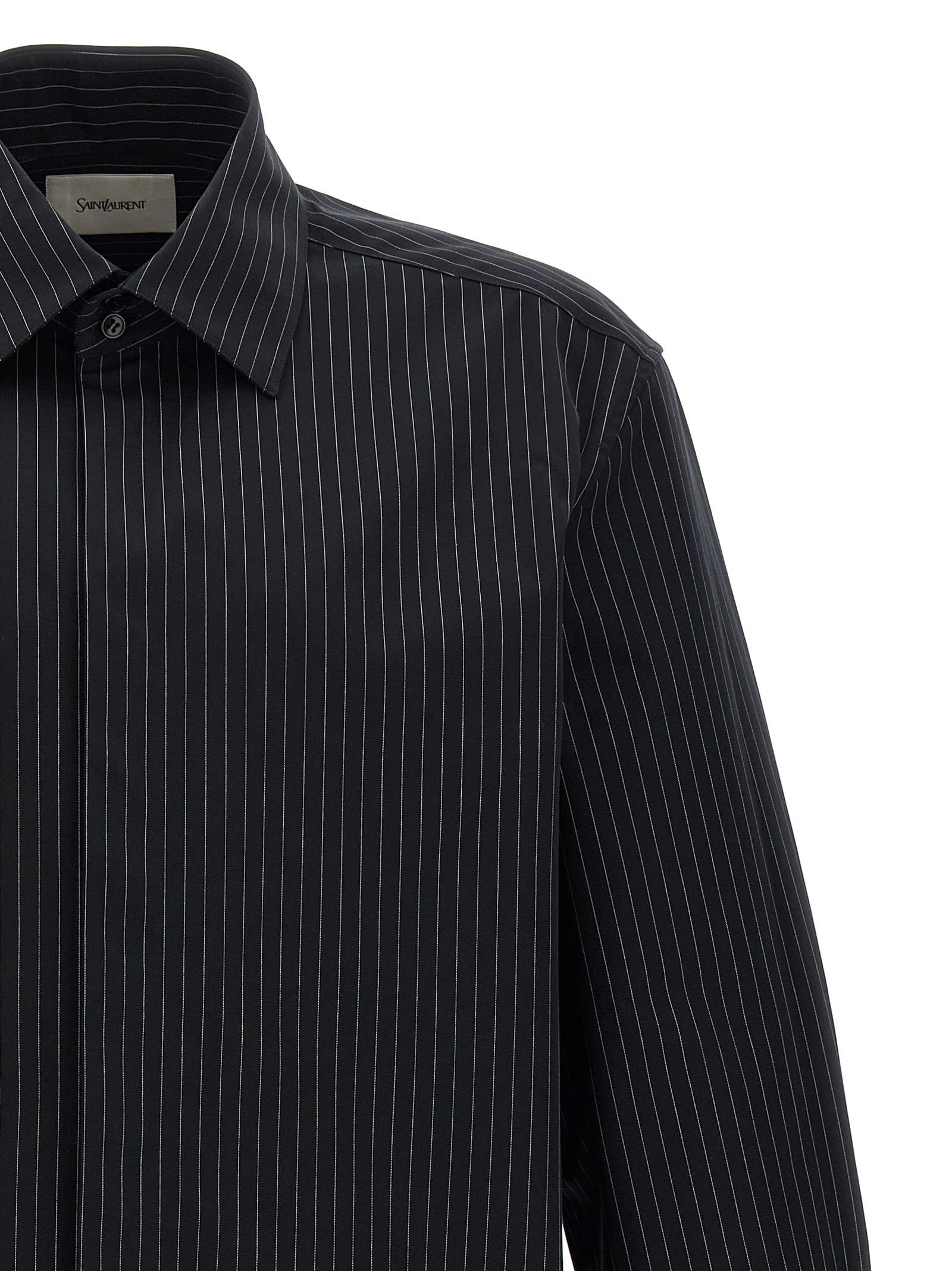 Shop Saint Laurent Striped Shirt In White/black