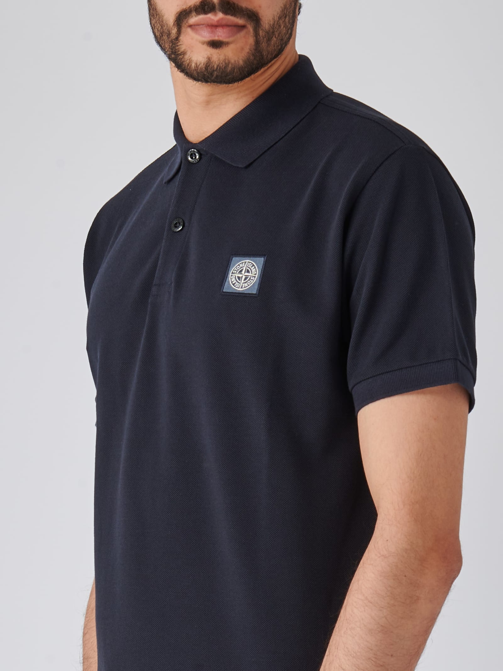 Shop Stone Island Polo Shirt Shirt In Navy
