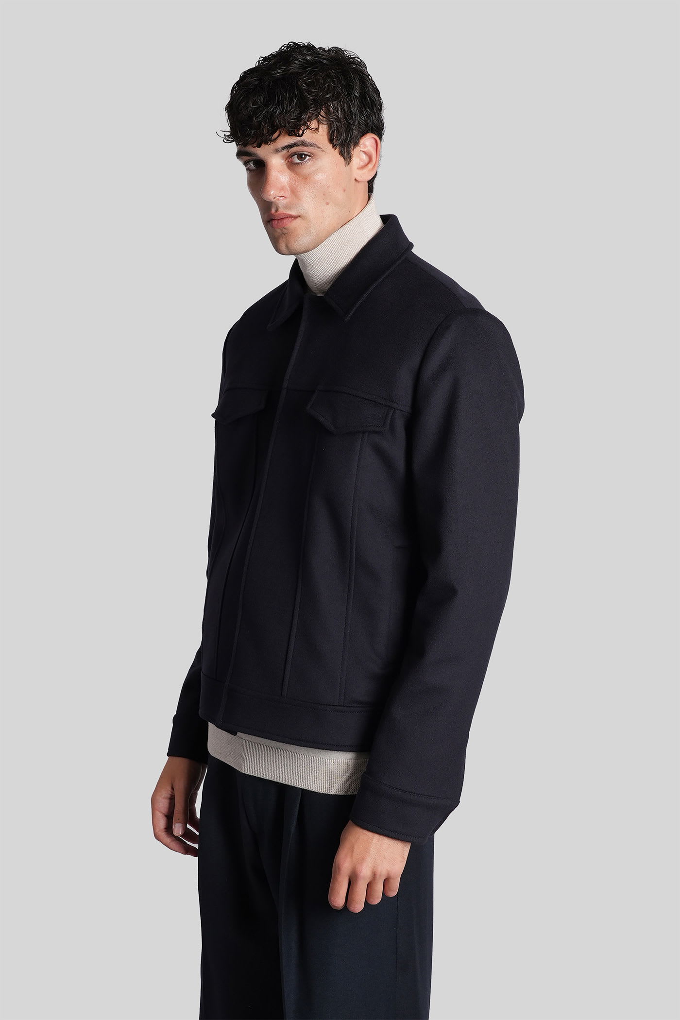 Costumein Dani Casual Jacket In Blue Wool In Blue