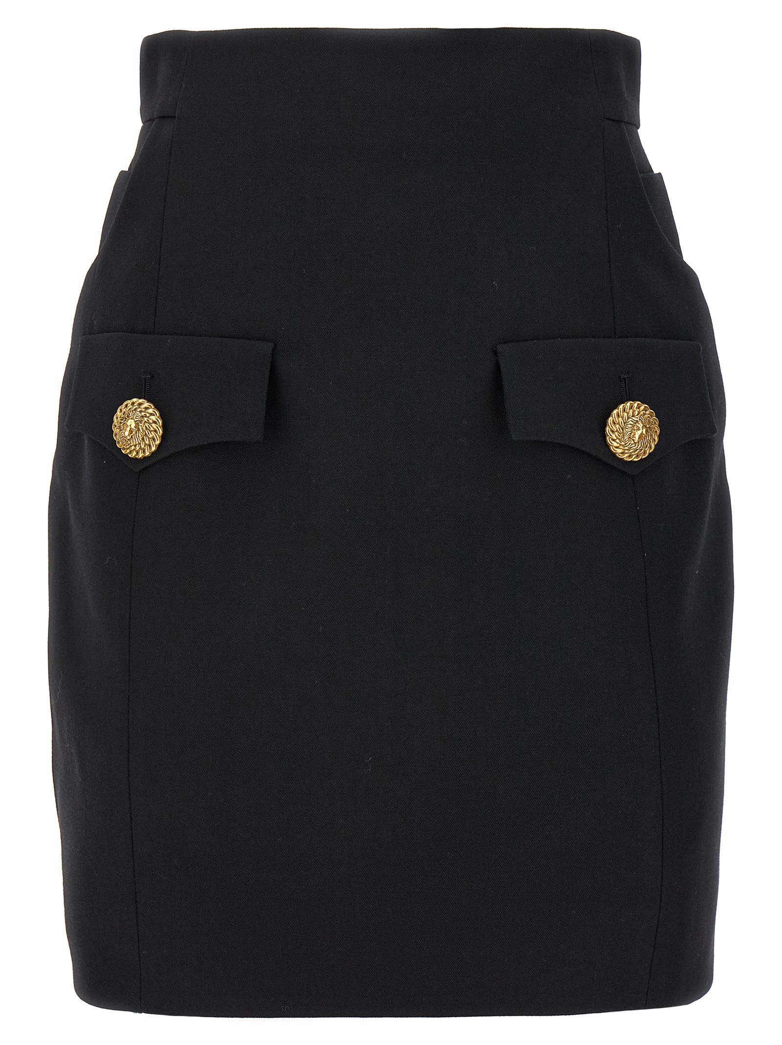 Contrast Button Mini Skirt