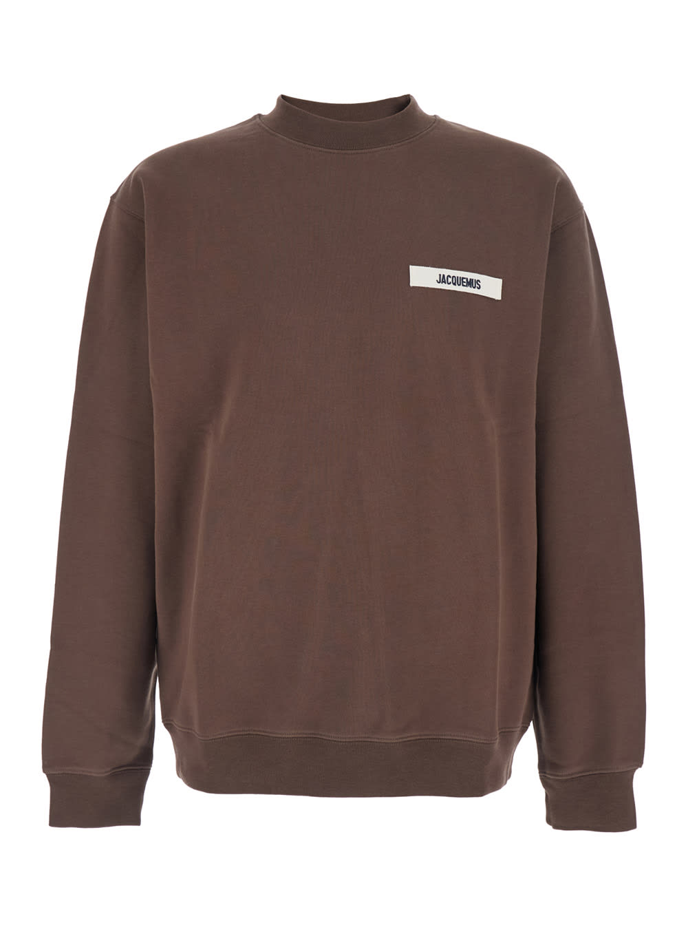 Jacquemus Le Sweatshirt Gros-grain Brown Sweatshirt With Logo Patch In Cotton Man In Brown