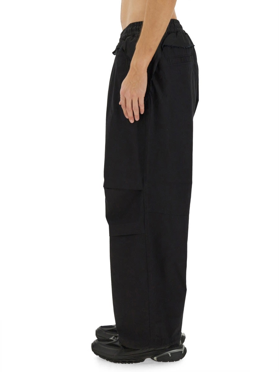 Diesel "gustaf" Layered Wide Leg Trousers In Black
