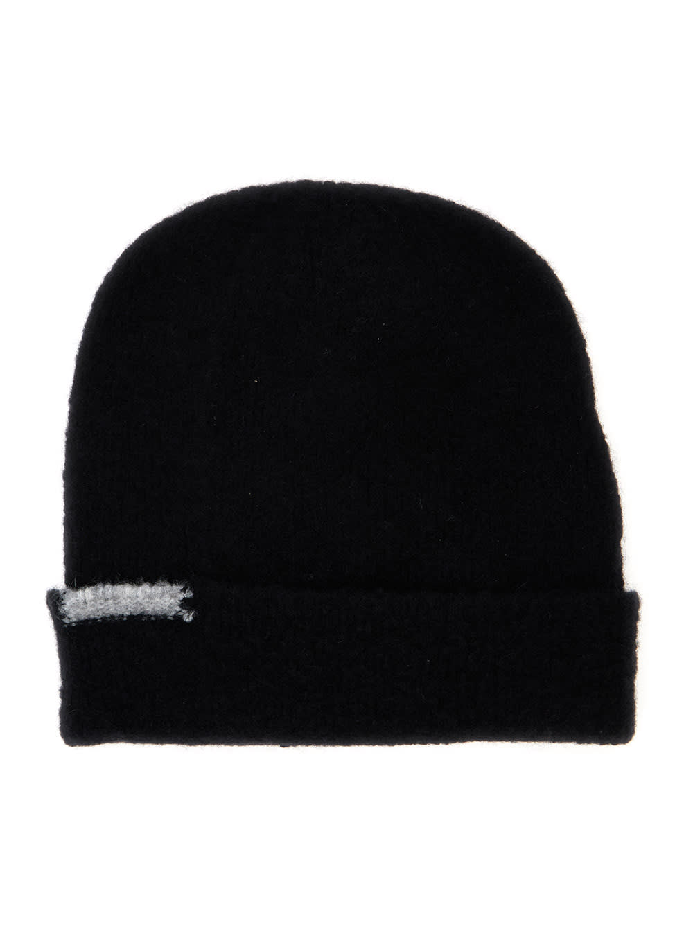 Black Beanie With Contrasting Detail In Wool Woman