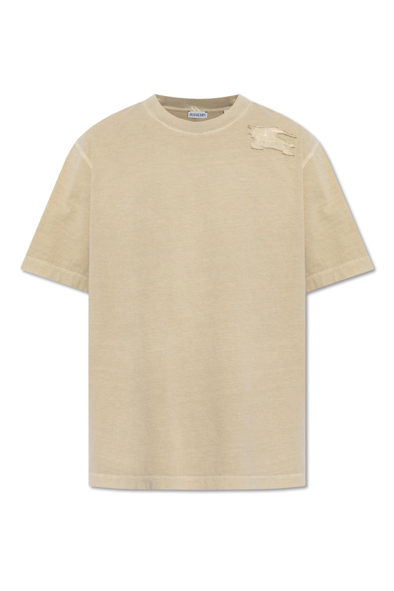 Shop Burberry T-shirt With A Patch In Beige
