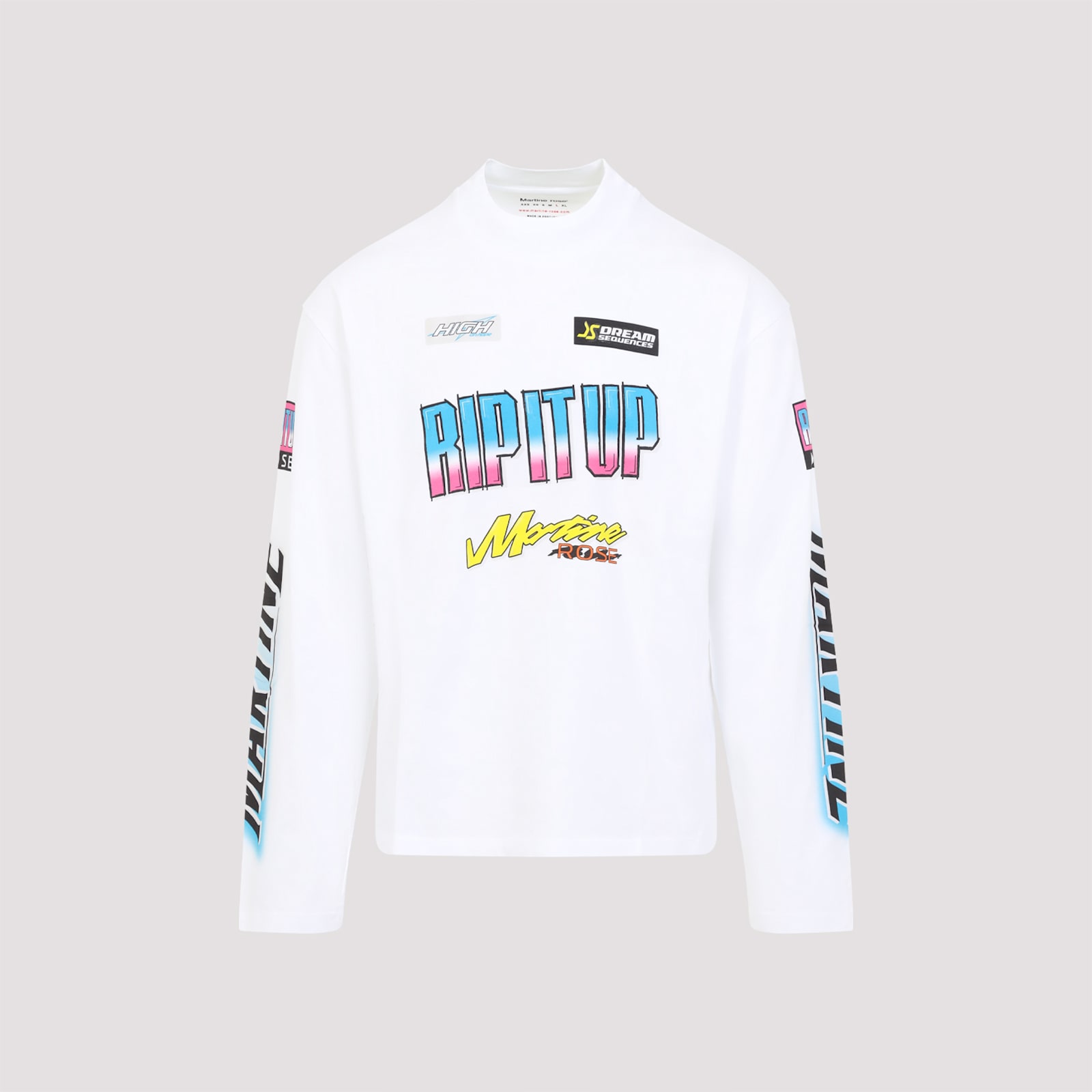 Shop Martine Rose Martin Rose Funnel Neck L/s T-shirt In Wht White Bmx