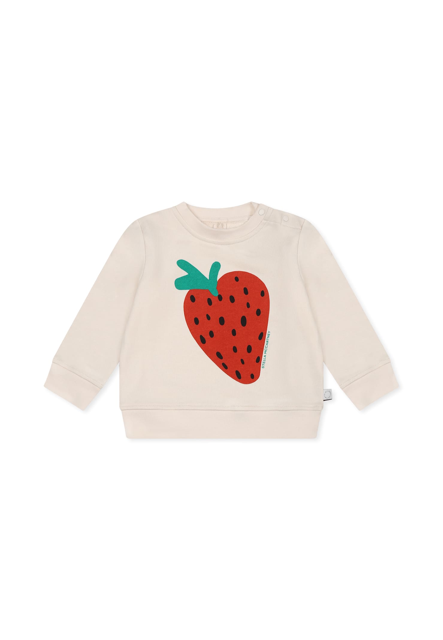 Stella Mccartney Ivory Sweatshirt For Baby Girl With Strawberry In Ivory