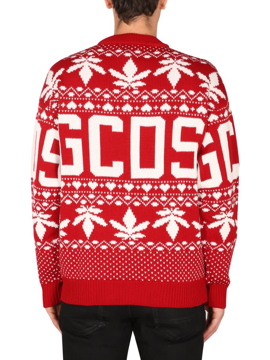 Shop Gcds Christmas Sweater With Logo In Red