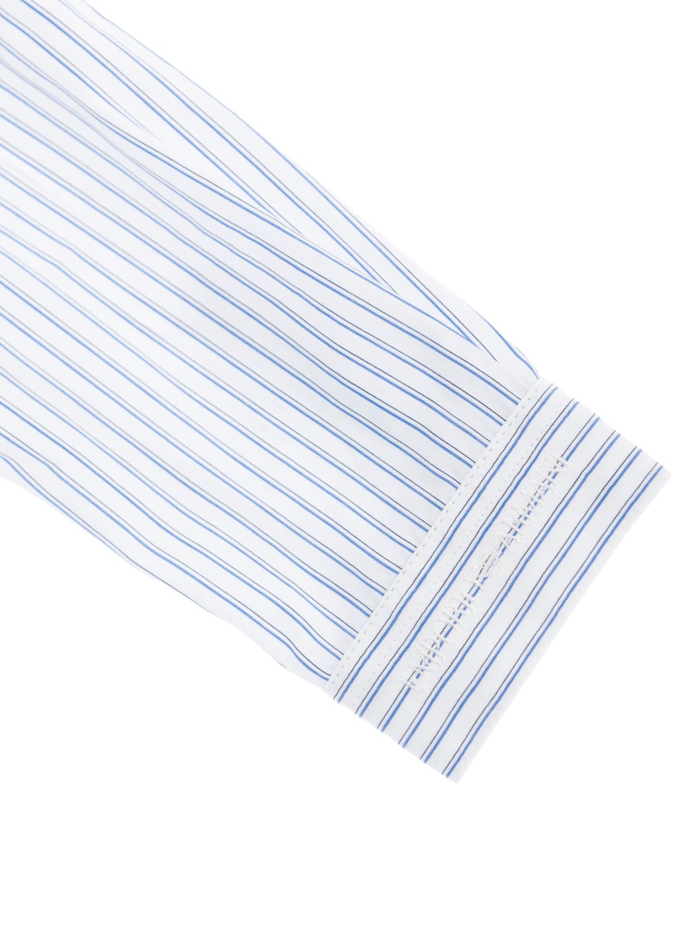 Shop Emporio Armani Light Blue Shirt With All-over Strpied Motif And Logo Lettering Embroidery On The Cuff In Cotton Bab