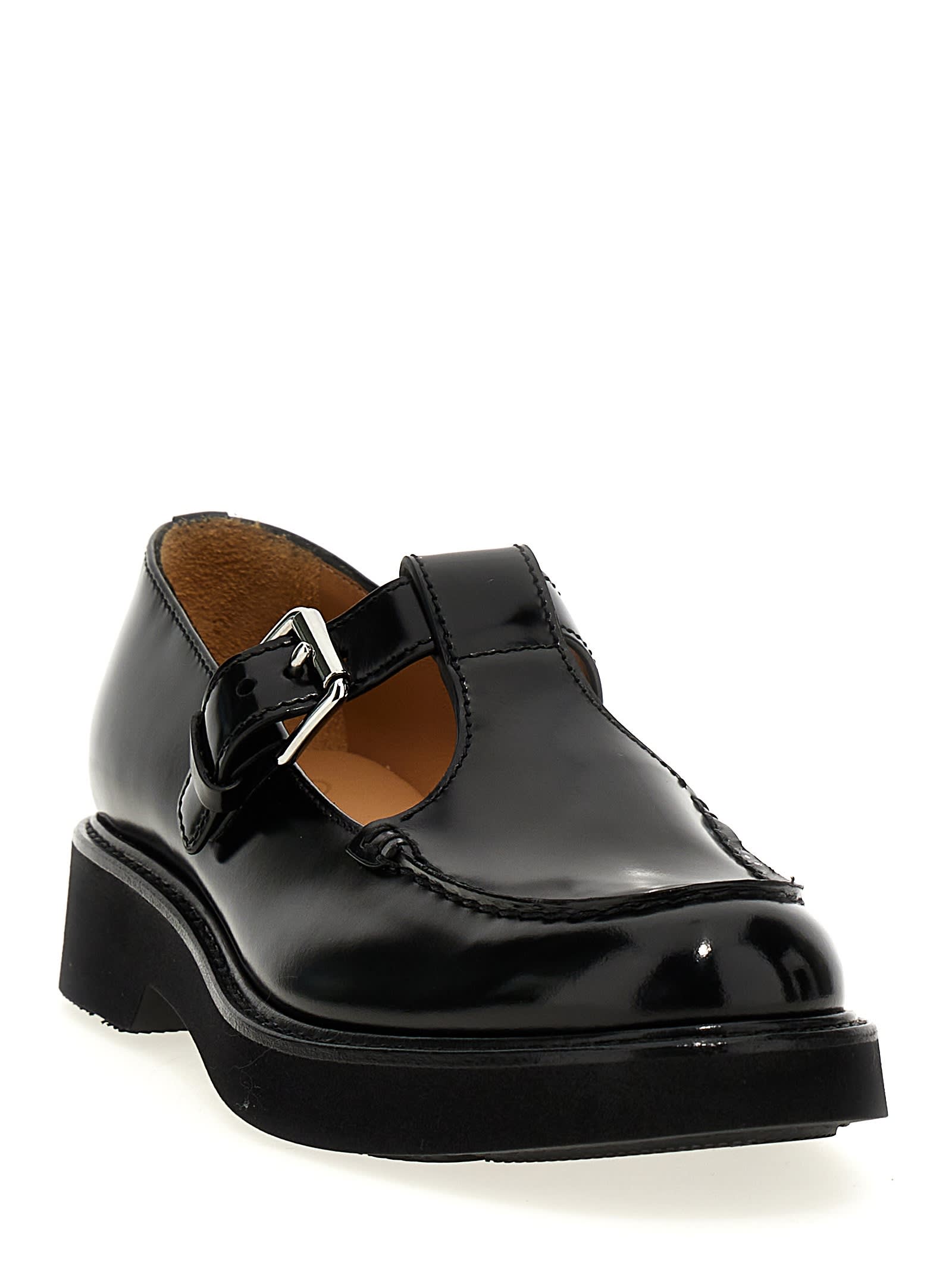 Church's Black Leather Nadine Mock Strap Shoes In Black