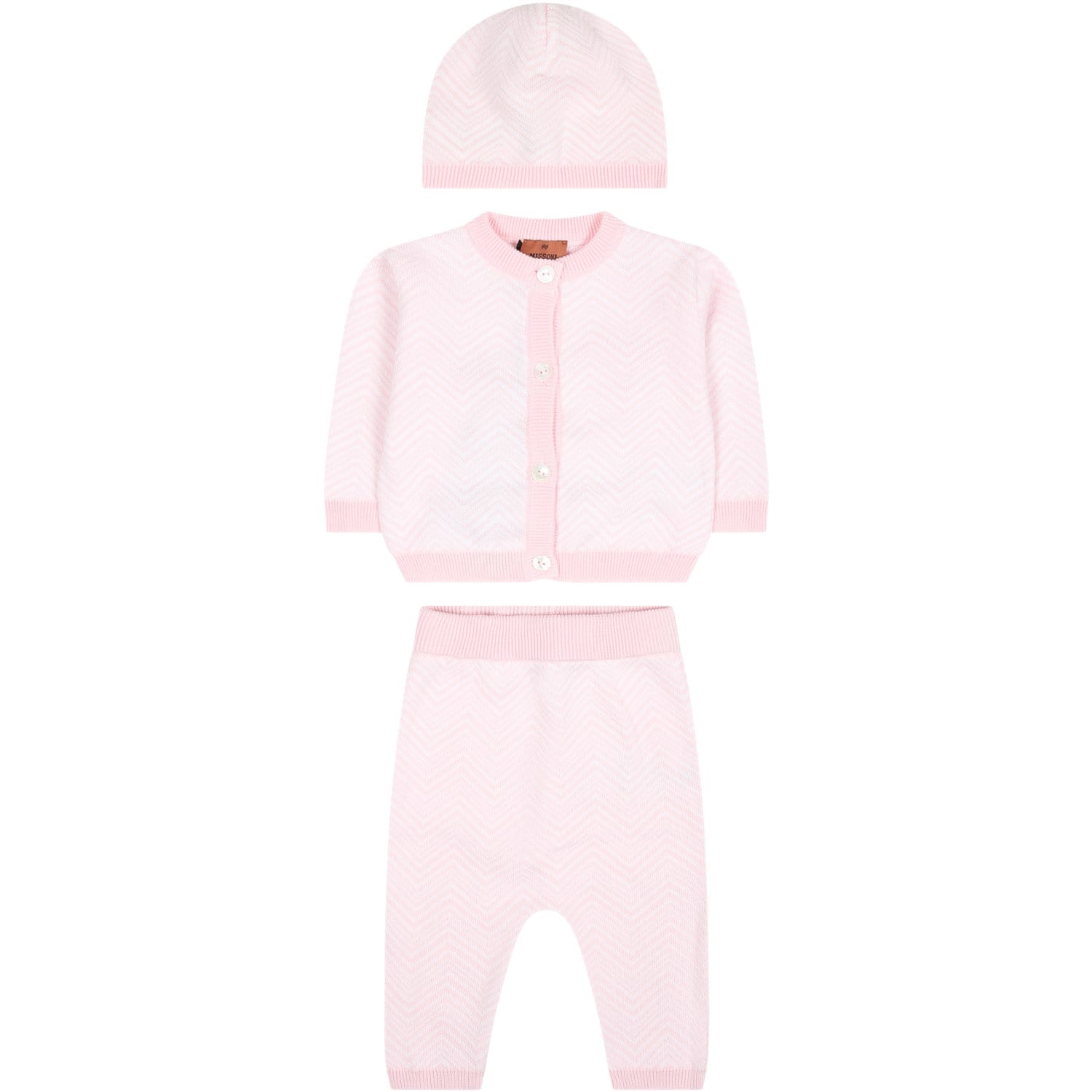 Shop Missoni Pink Birth Suit For Baby Girl With Chevron Pattern
