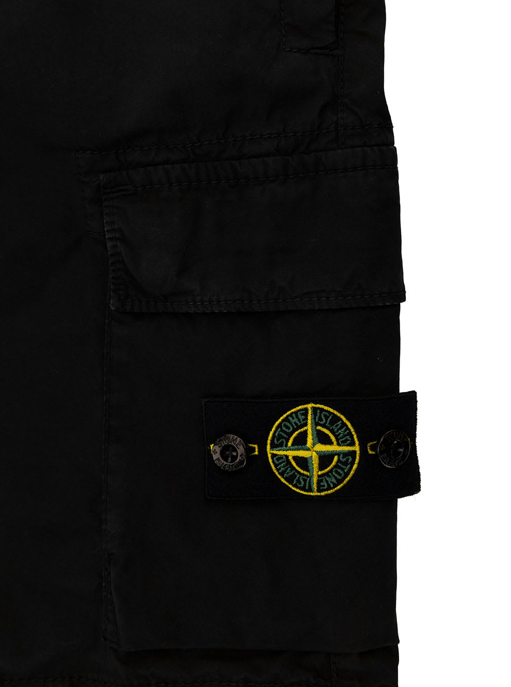 Stone Island Ages 6-8 Logo-appliquéd Stretch-cotton Canvas Cargo Shorts In Nero