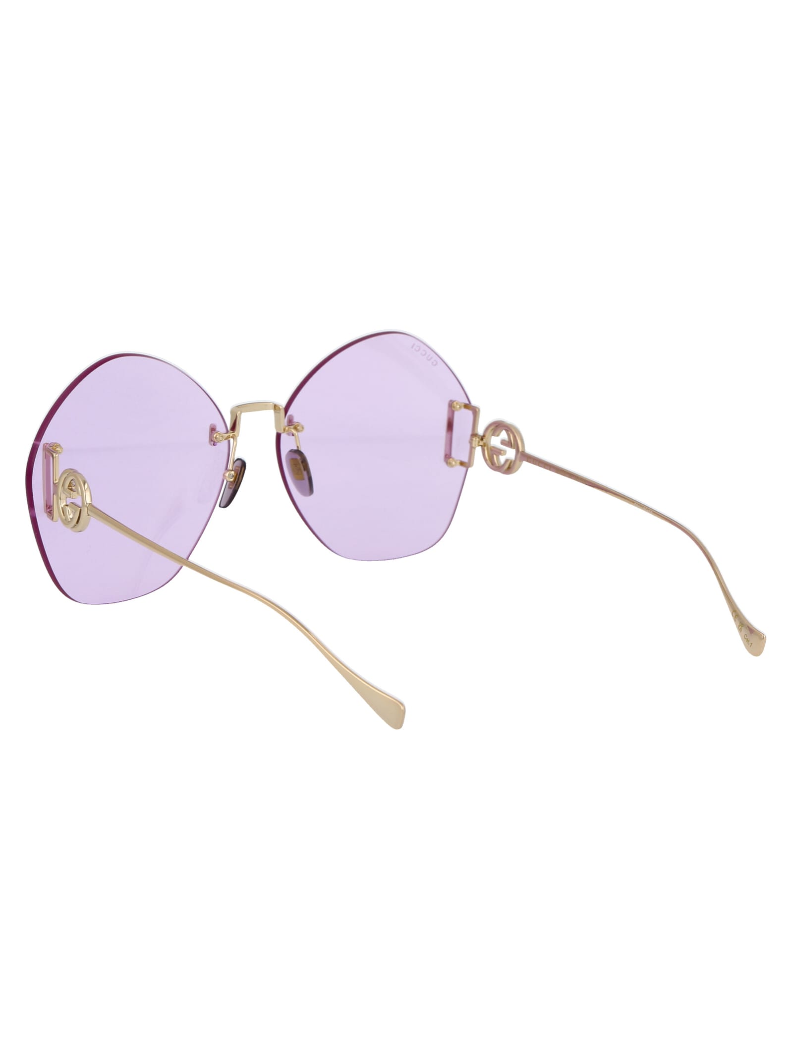 Shop Gucci Gg1203s Sunglasses In 001 Gold Gold Violet