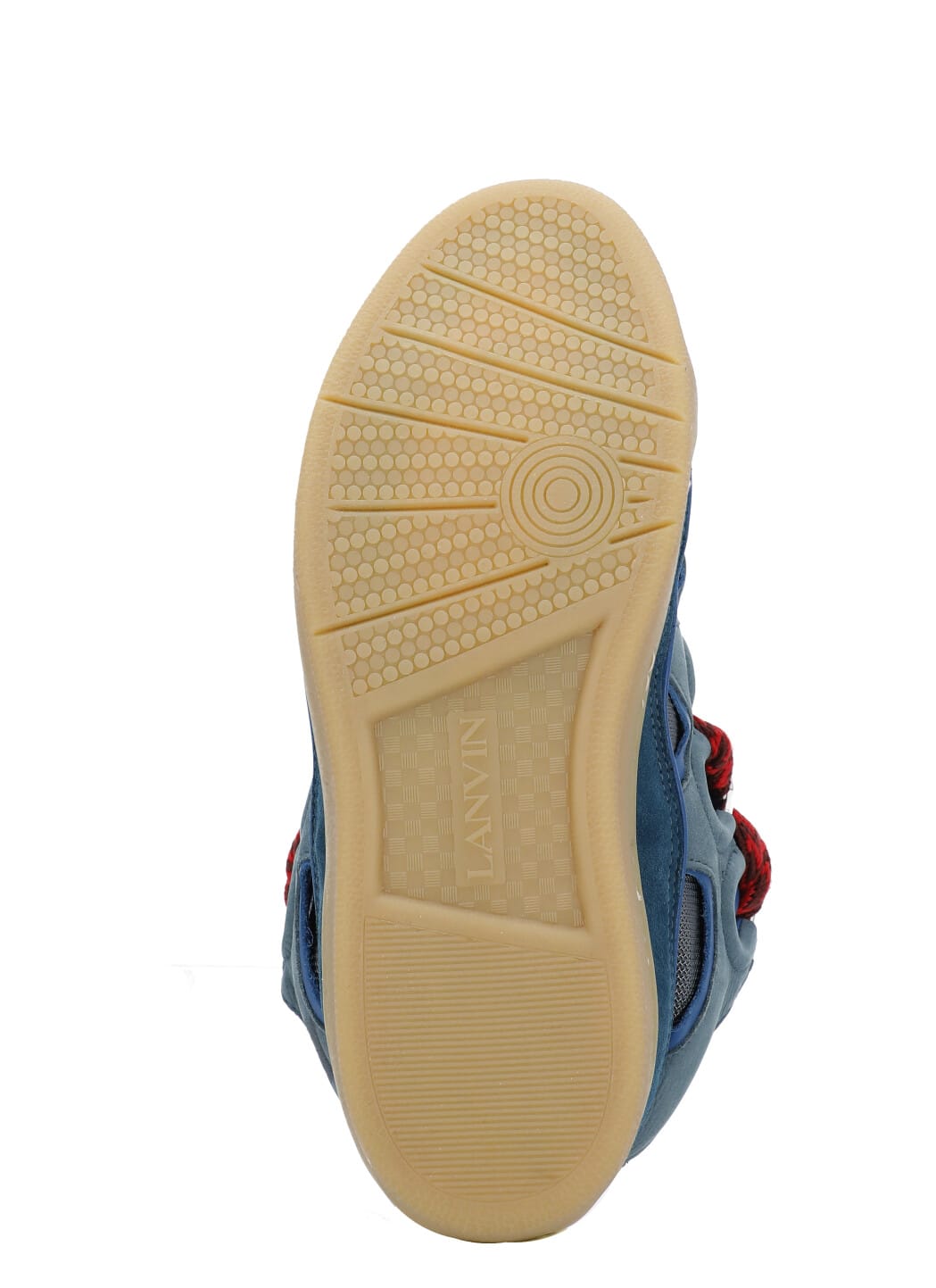 Lanvin Curb Sneakers In Suede And Fabric Color Blue And Red In Blue