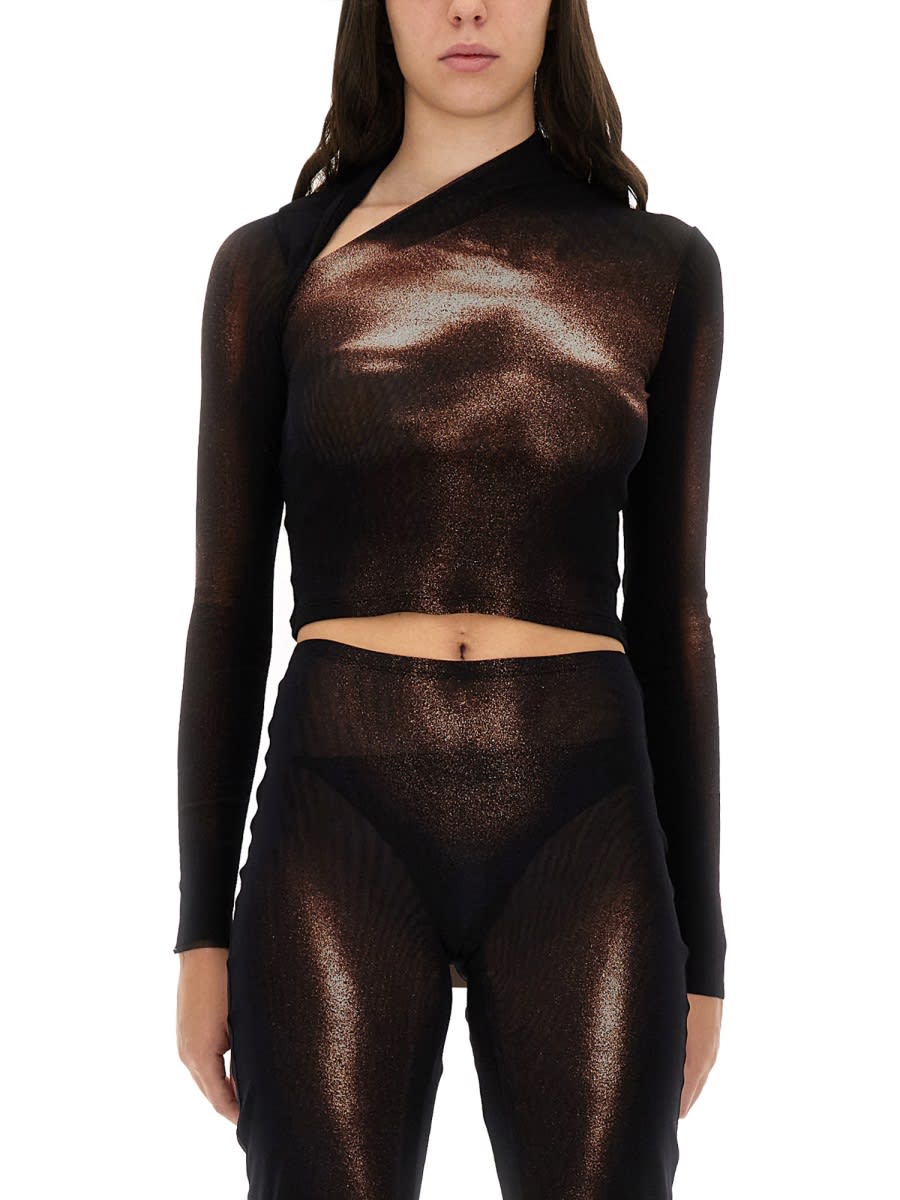 Jean Paul Gaultier "body Dust" Print Top In Brown