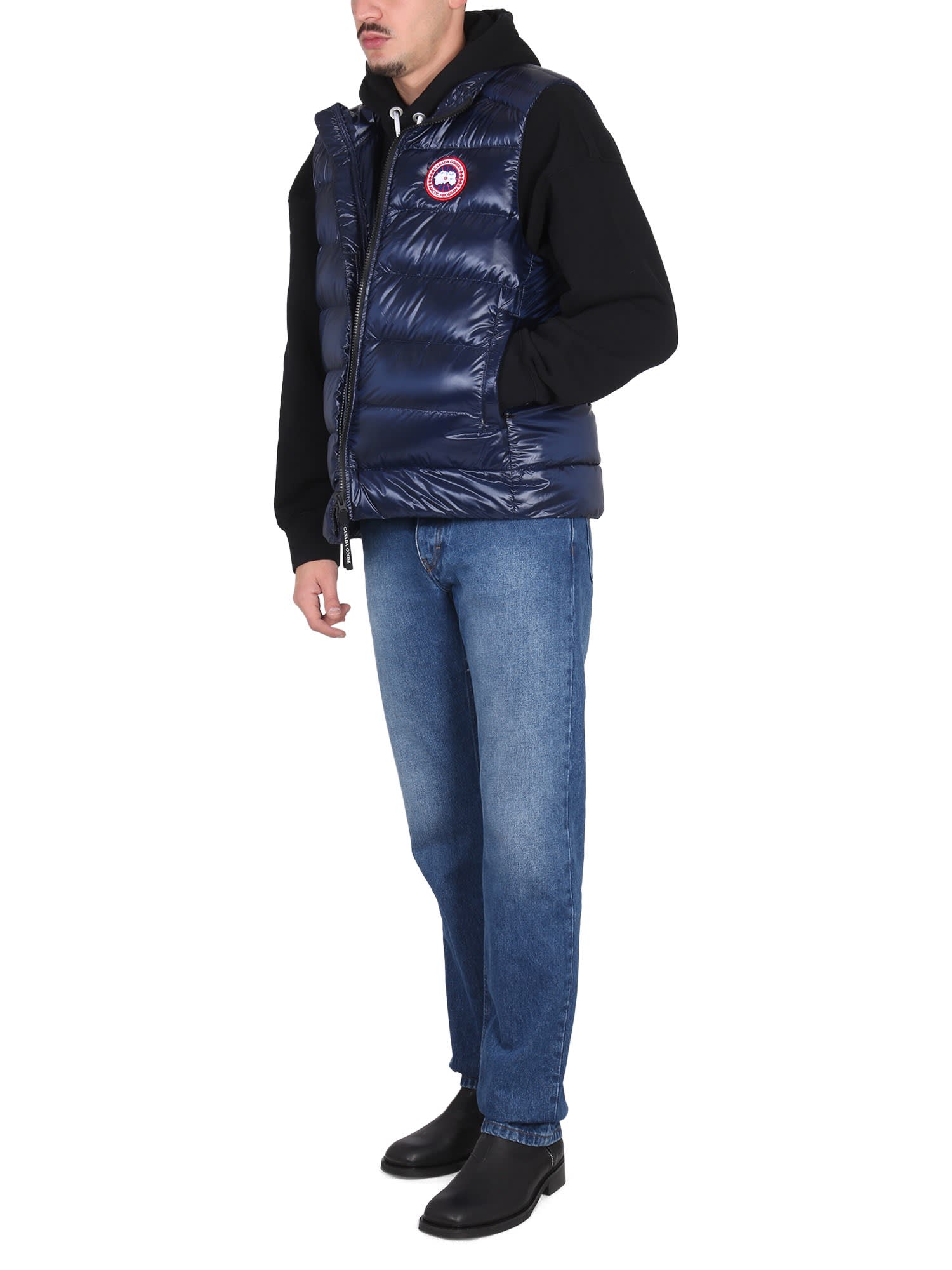 Shop Canada Goose Down Vest With Logo Patch In Blue