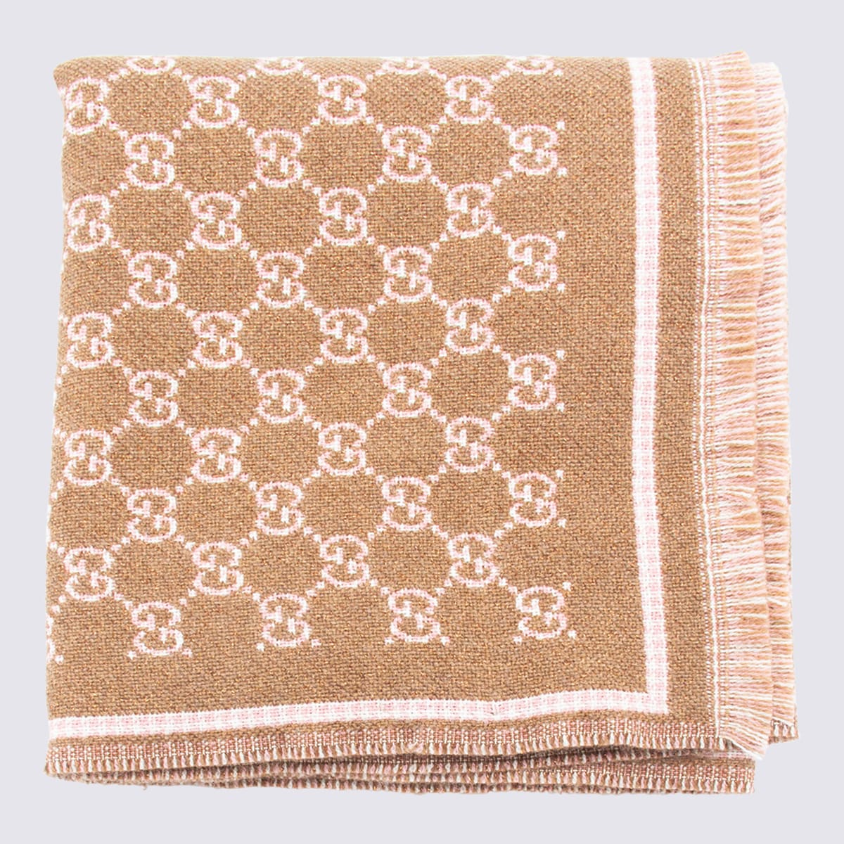 Gucci Brown Wool Scarves In Multi