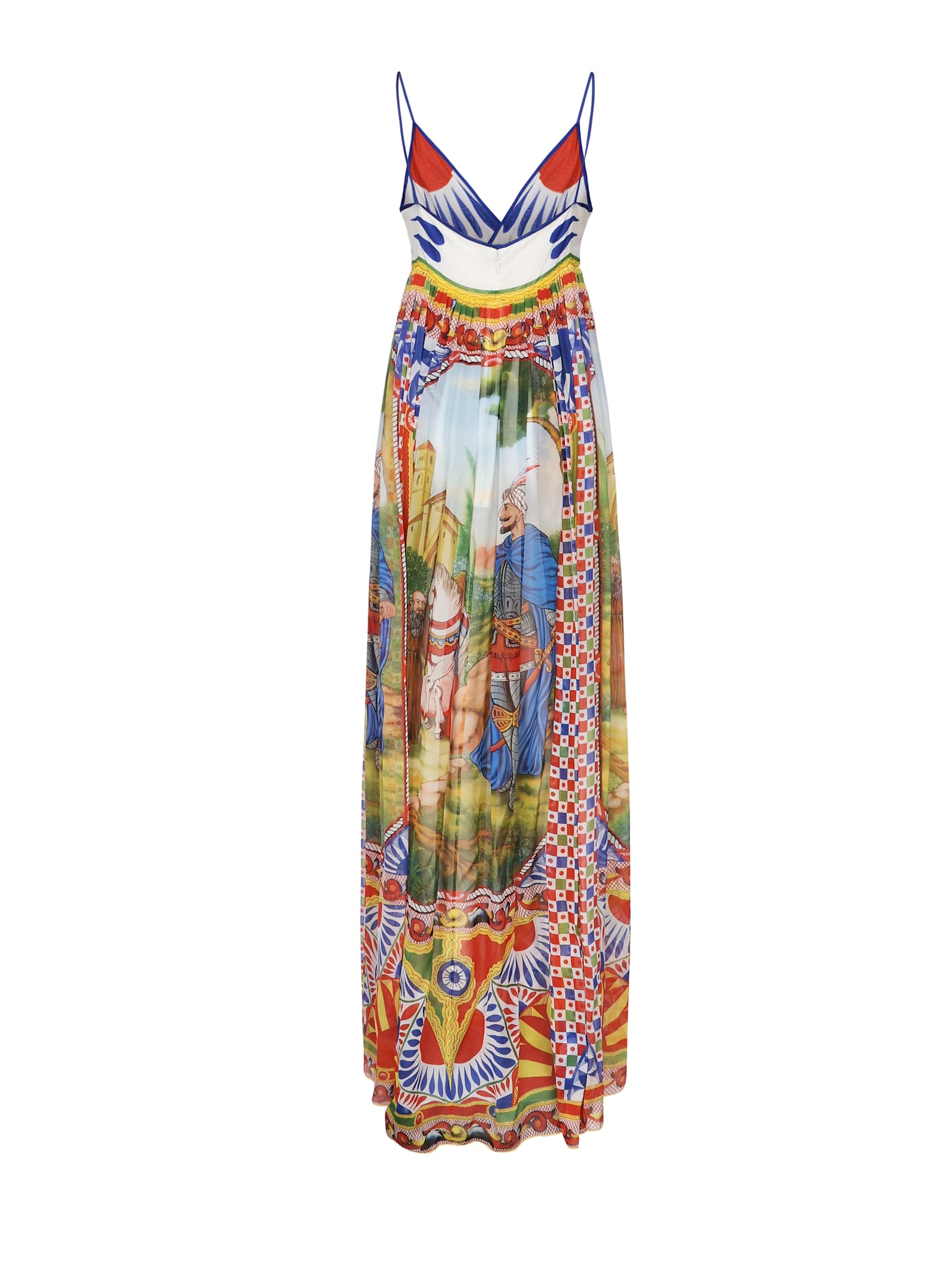 Dolce & Gabbana Silk Dress With Cart Print