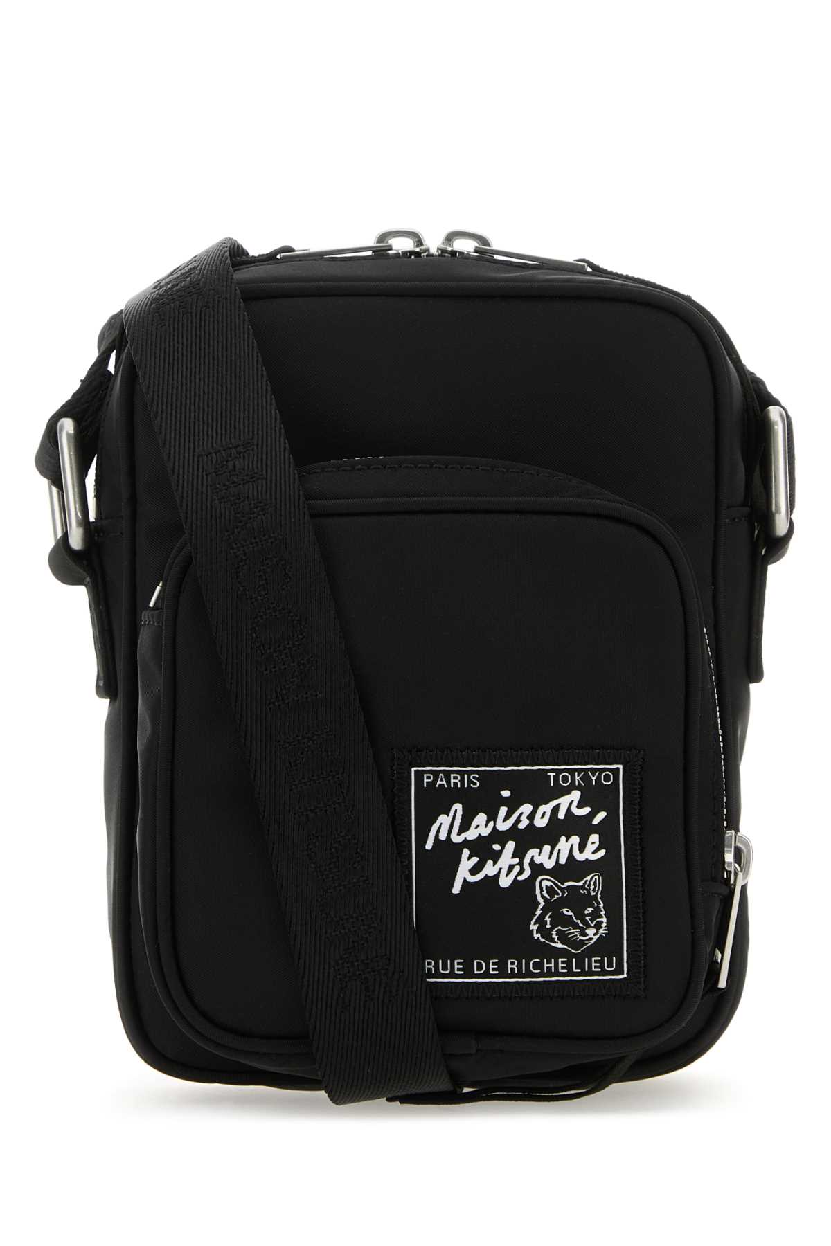 Shop Maison Kitsuné Black Nylon Crossbody Bag