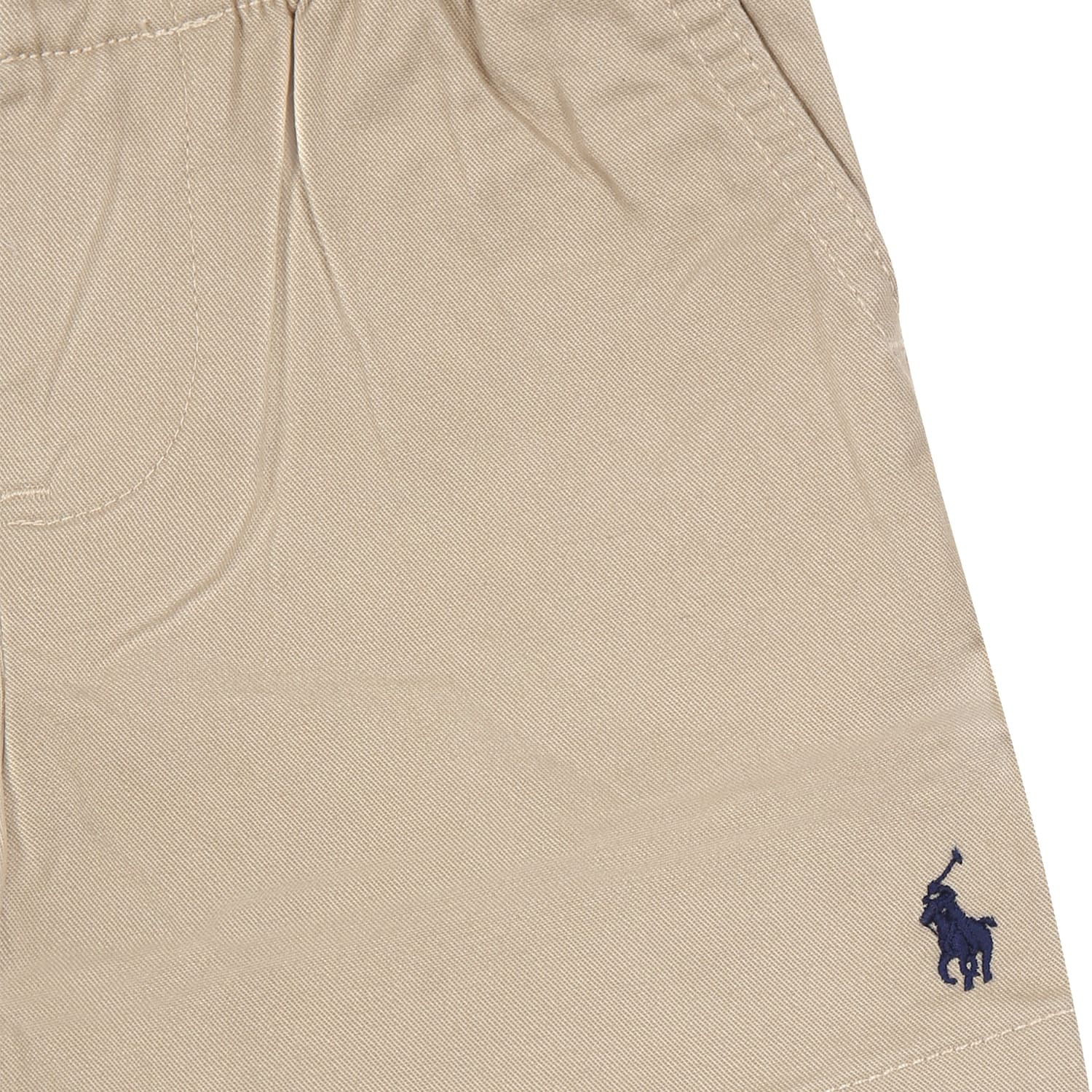Shop Ralph Lauren Beige Shorts For Baby Boy With Embroidery