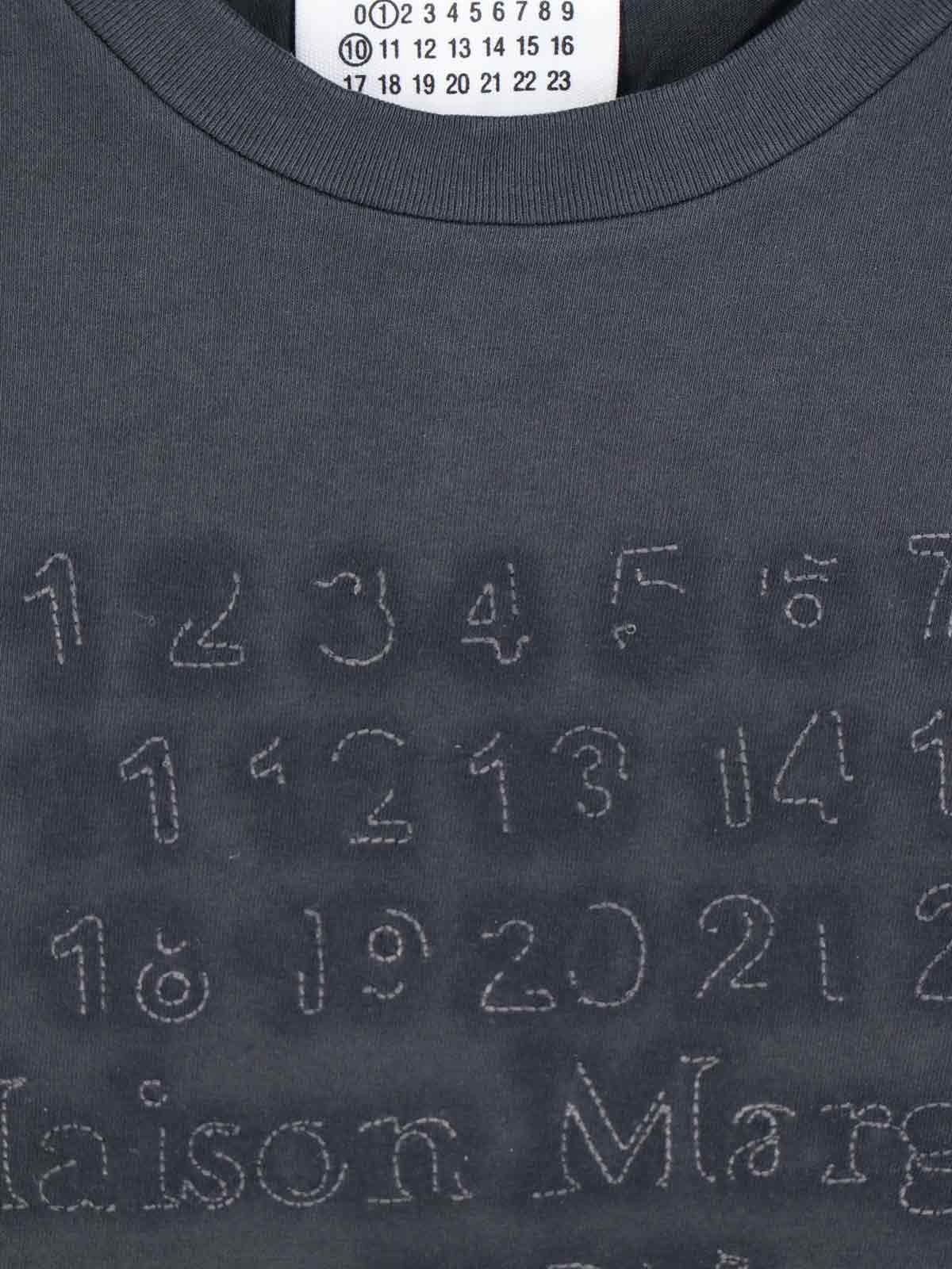 Maison Margiela Grey T-shirt And Polo Collection With Cuts In Blue