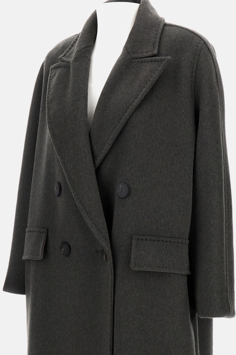 Max Mara Oversized Wool Cashmere Coat With Lapel Collar In Gray