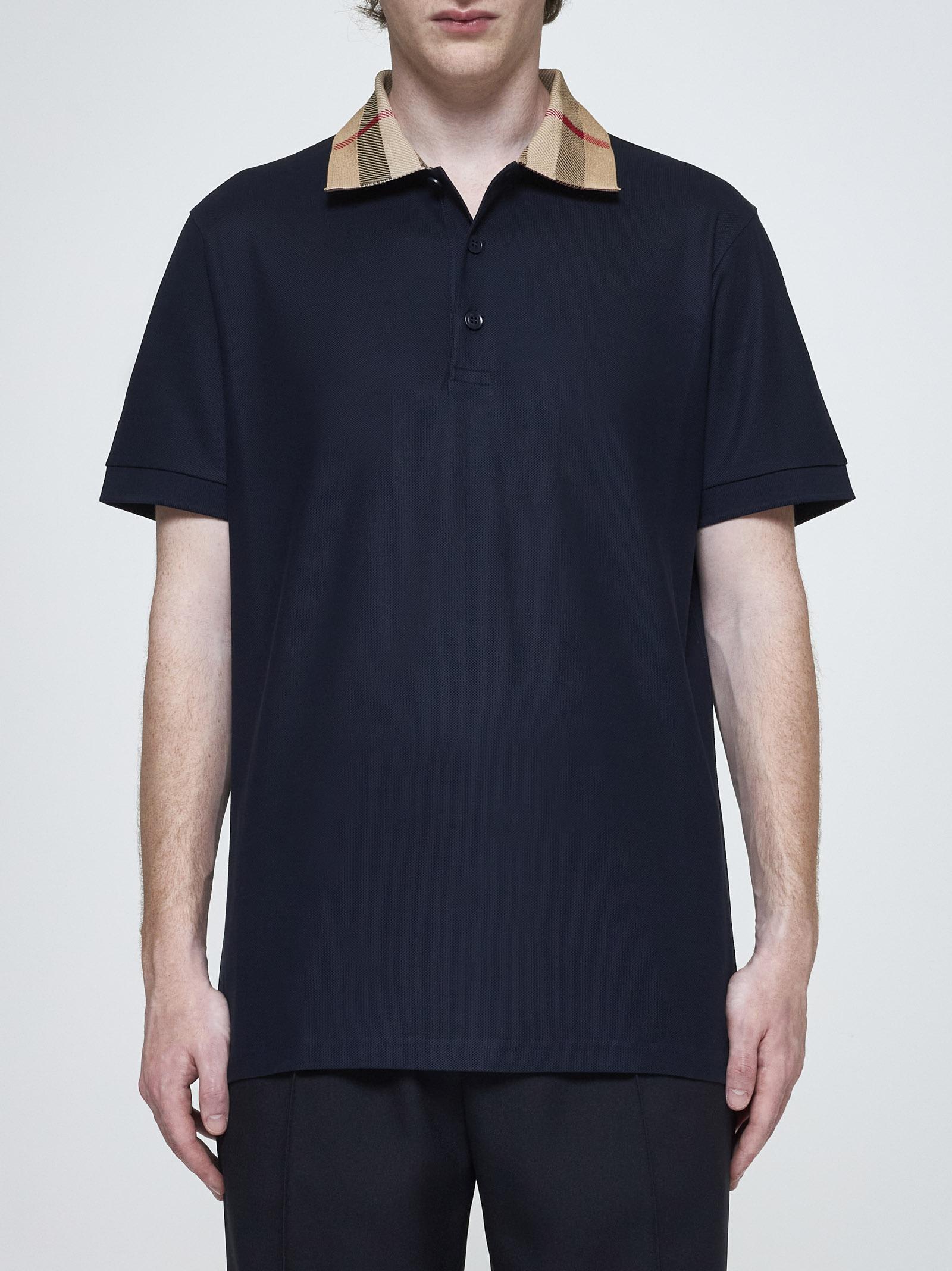 Shop Burberry Cody Cotton Polo Shirt In Blue