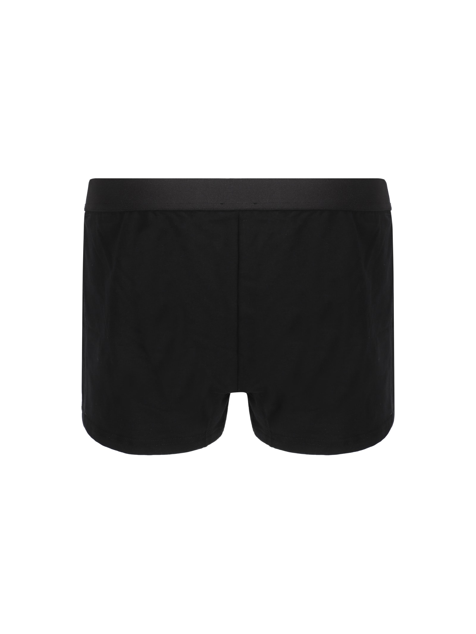 Dolce & Gabbana Two-way-stretch Jersey Regular-fit Boxers With Emblem In Nero