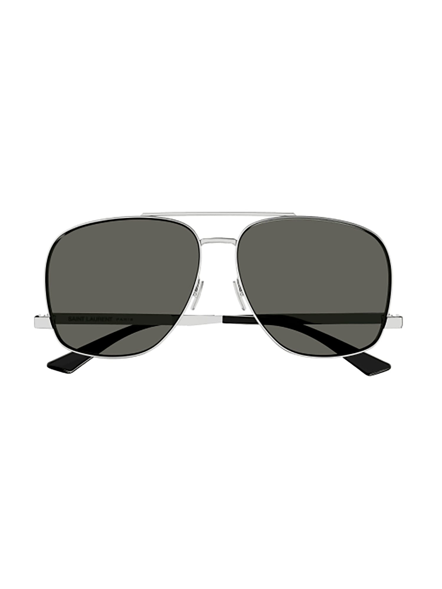 Saint Laurent Sl 653 Leon Sunglasses In Silver Silver Grey
