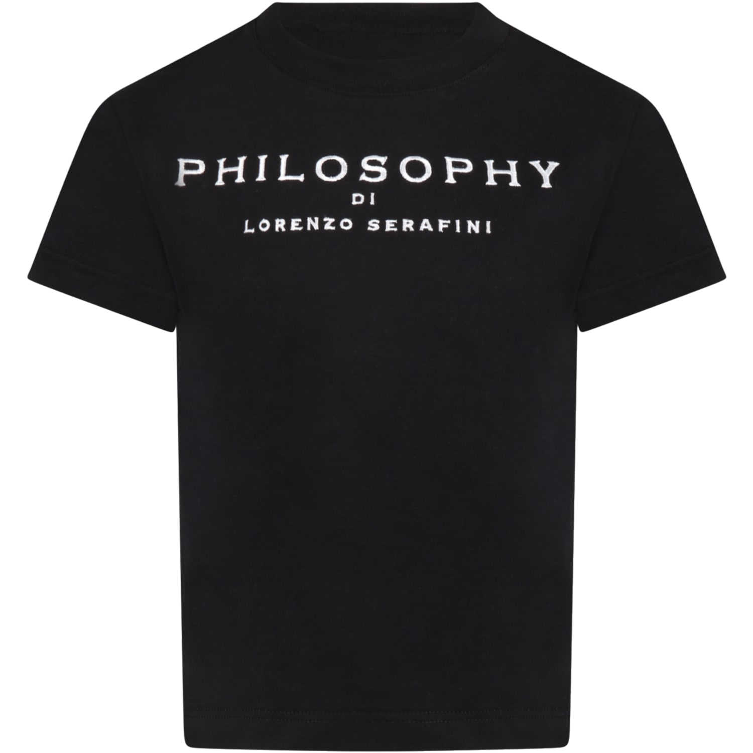 Philosophy di Lorenzo Serafini Black T-shirt For Kids With Logo