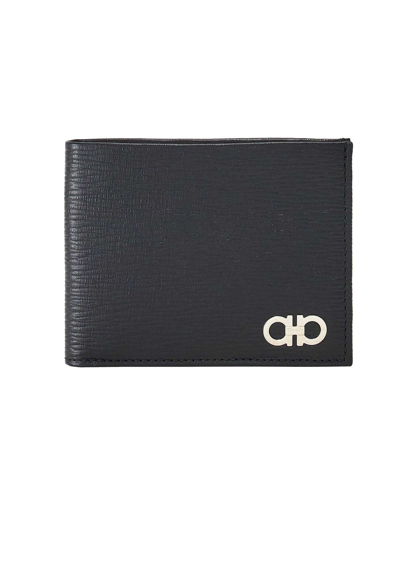 Ferragamo Black Soft Hammered Calfskin Wallet