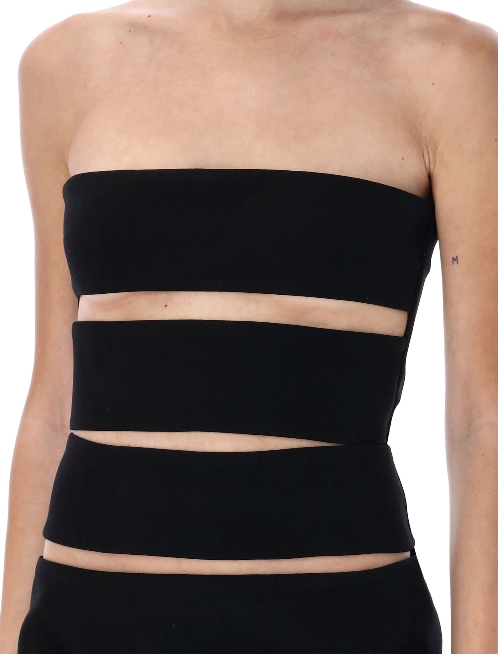 Shop Monot Strapless Cut-out Mini Dress In Black
