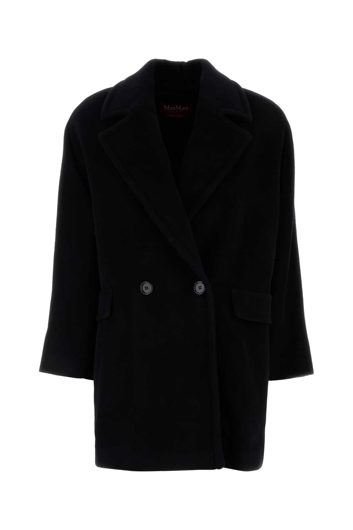 Max Mara Slate Wool Molo Coat In Black