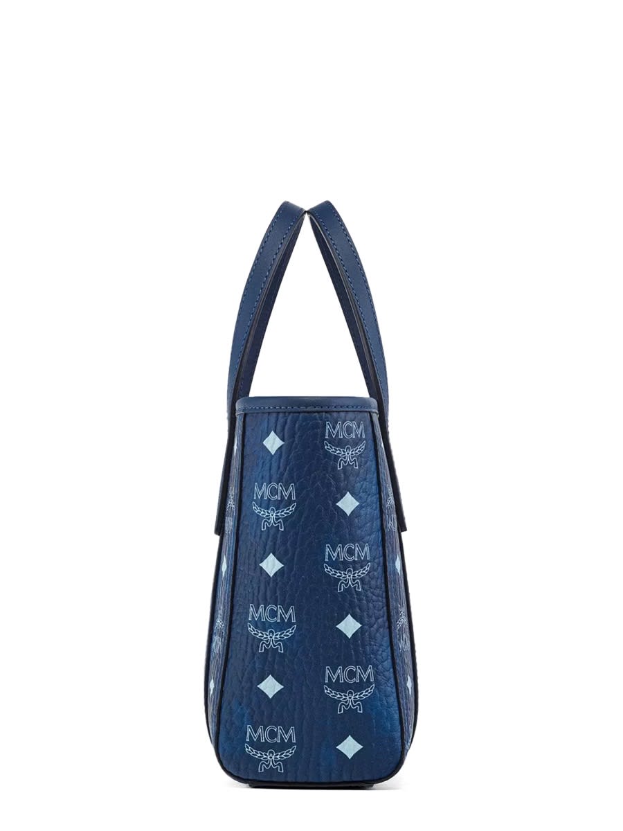 Mcm Toni Top-zip Mini Bag In Visetos In Blue