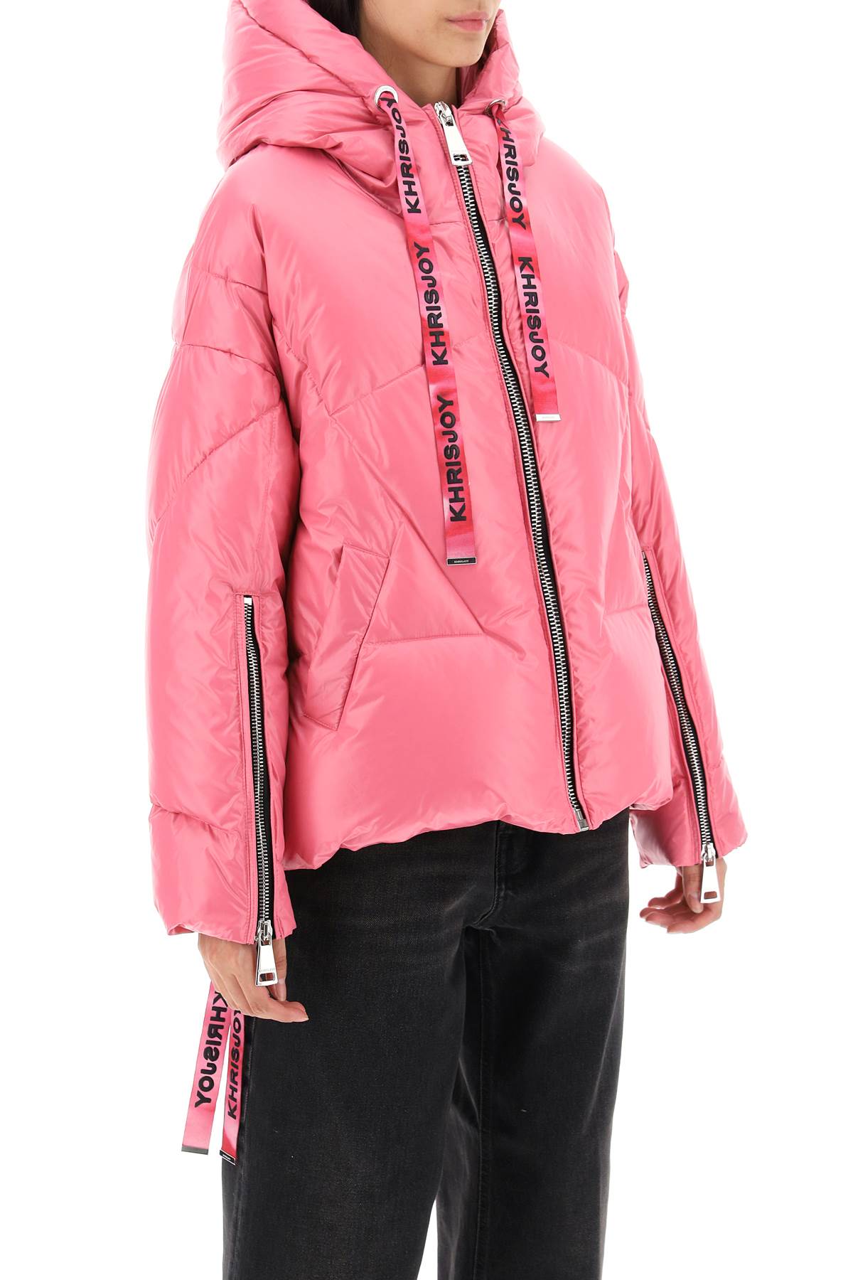 Shop Khrisjoy Khris Iconic Shiny Puffer Jacket In Raspberry (pink)