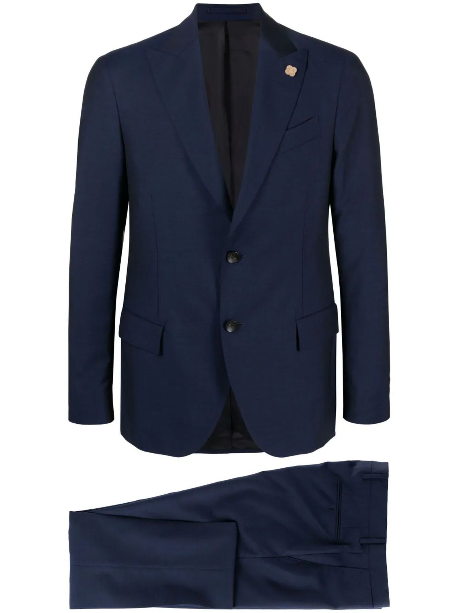 Lardini Navy Blue Single-breasted Wool Suit