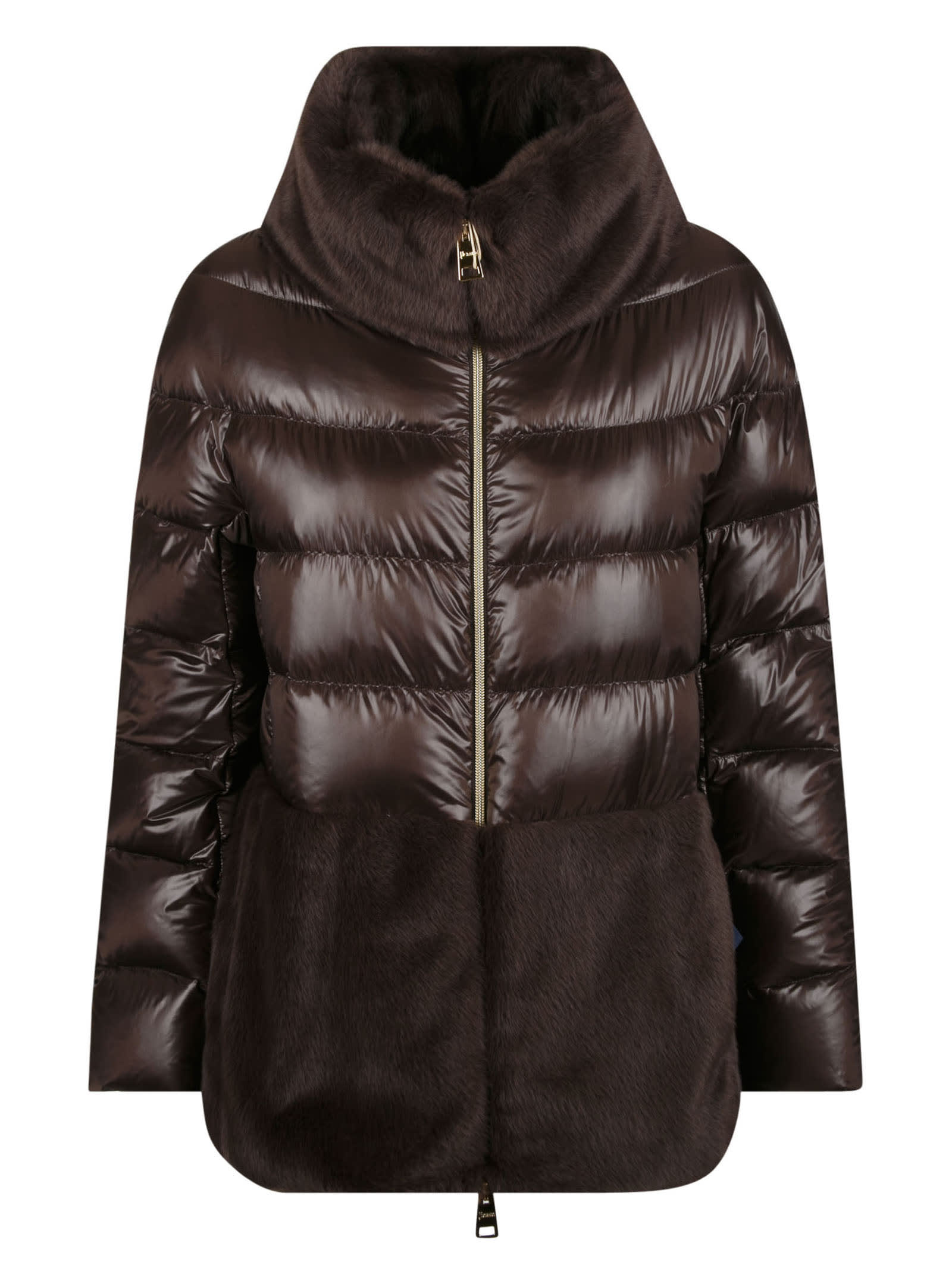 Herno High-neck Fur Applique Padded Jacket