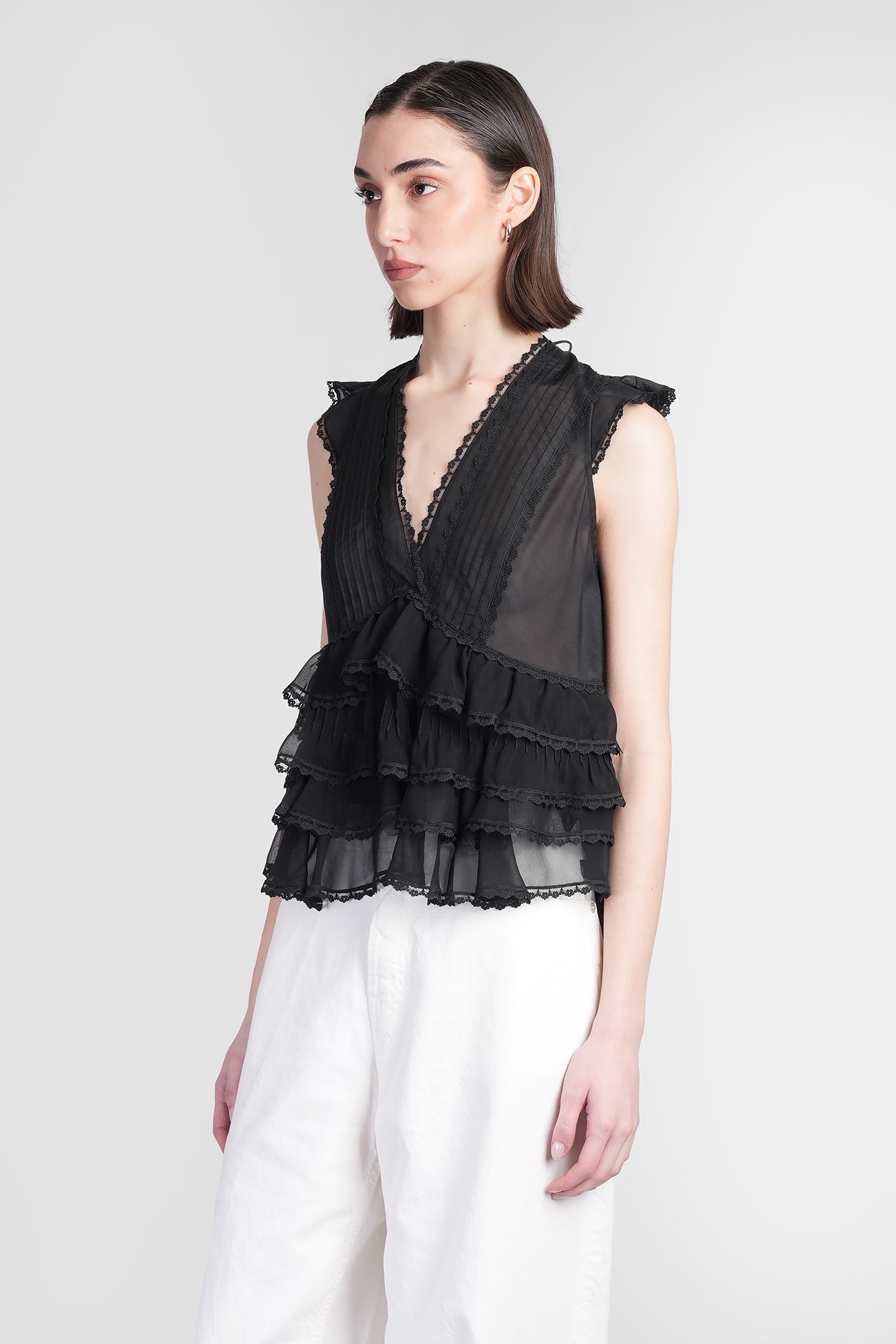 Alice And Olivia Alice + Olivia Blanche Topwear In Black