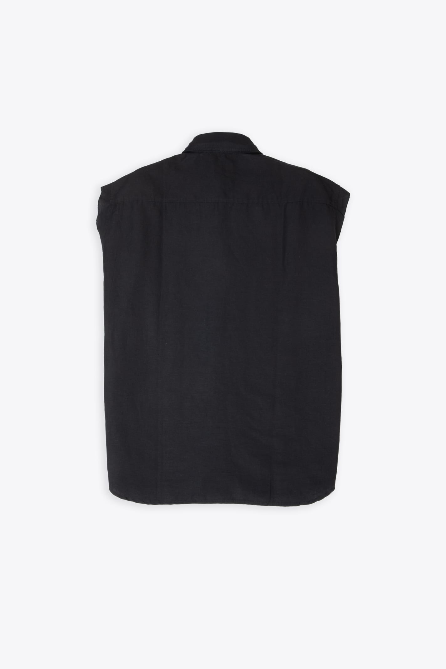 Shop Diesel S-simens Black Linen Blend Sleeveless Shirt - S-simens In Nero